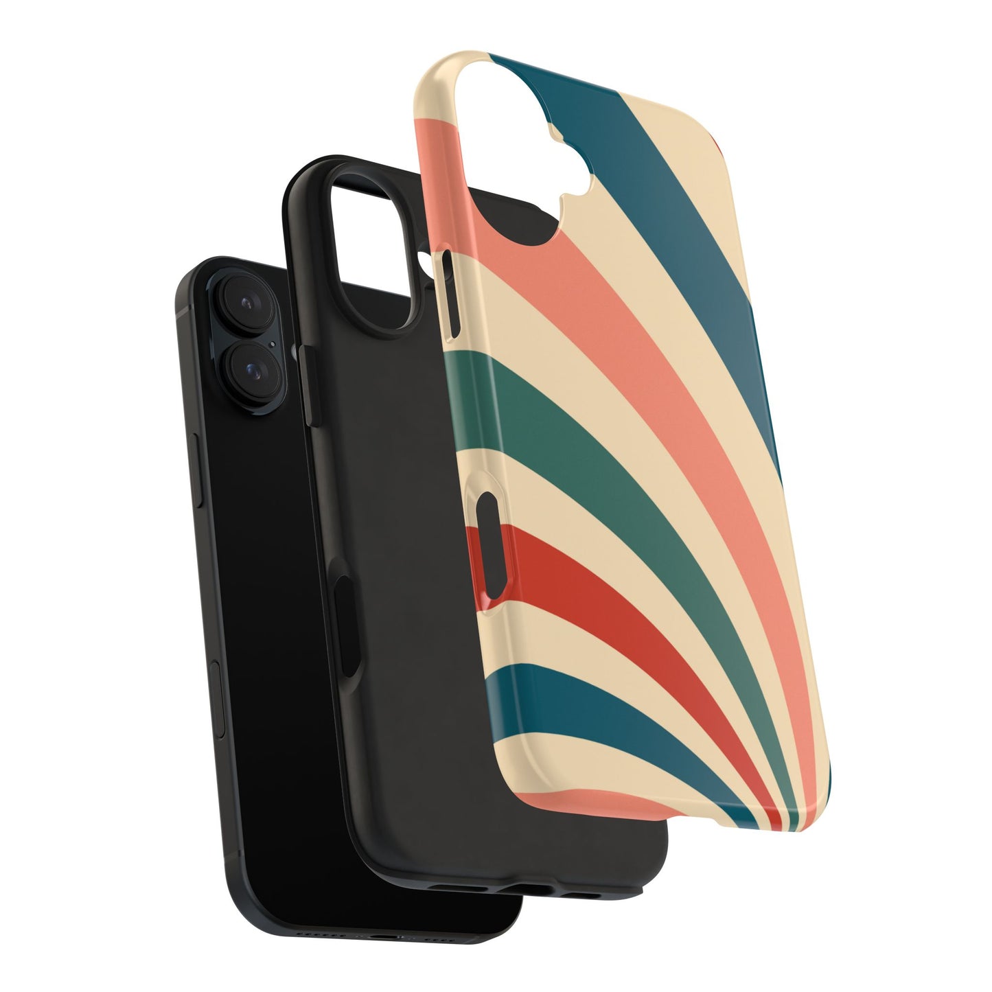 Retro Sunburst Swirl iPhone Case – Dual-Layer Protection with Bold 70s Vibes