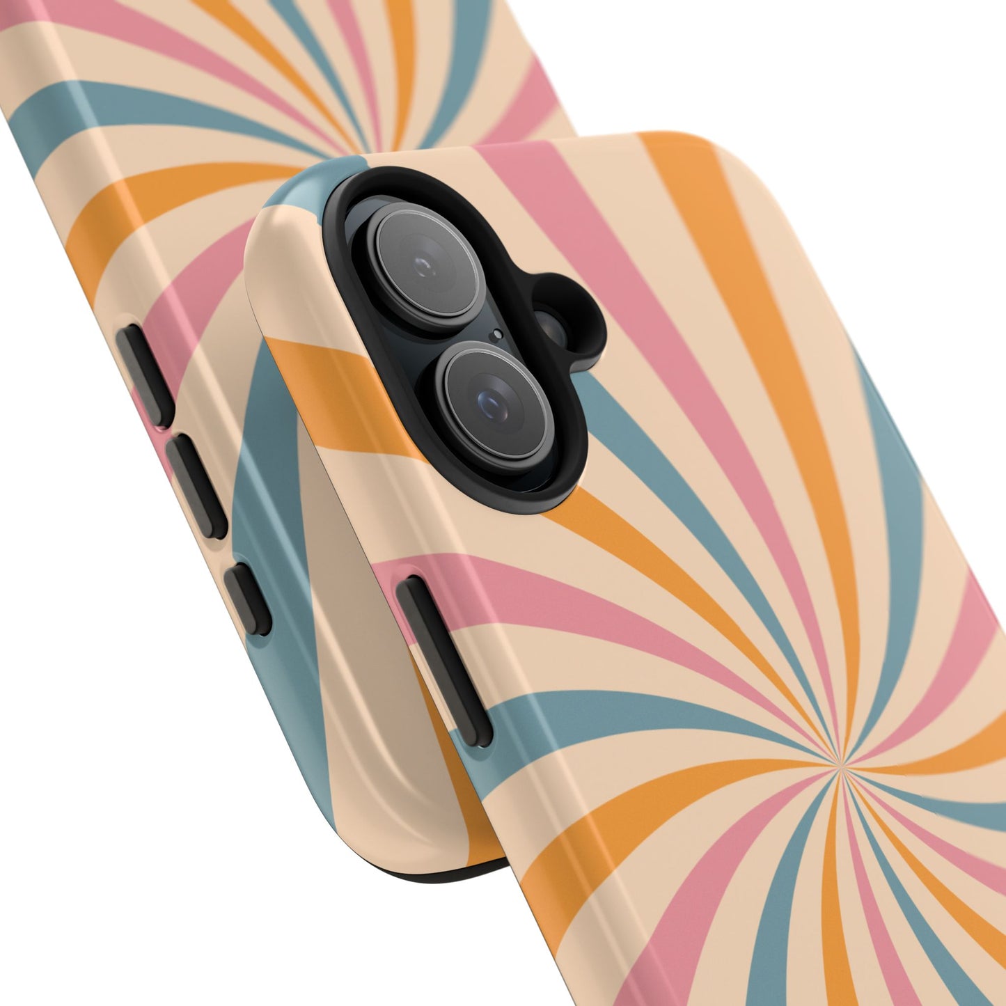 Retro Swirl Pattern iPhone Case – Bold 70s Vibe in Pink, Orange, and Teal