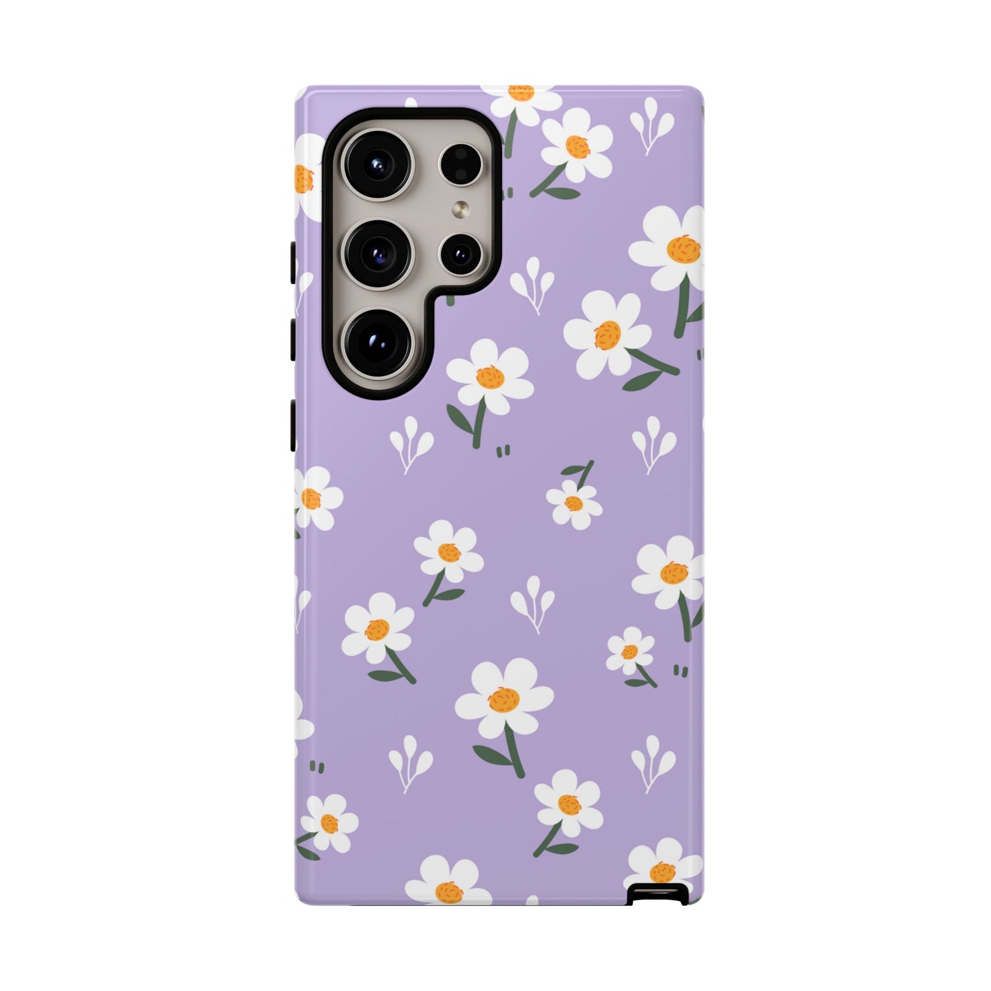 Purple Daisy Garden Samsung Galaxy Case – Soft Lavender Background, Shockproof Protection with Slim Fit