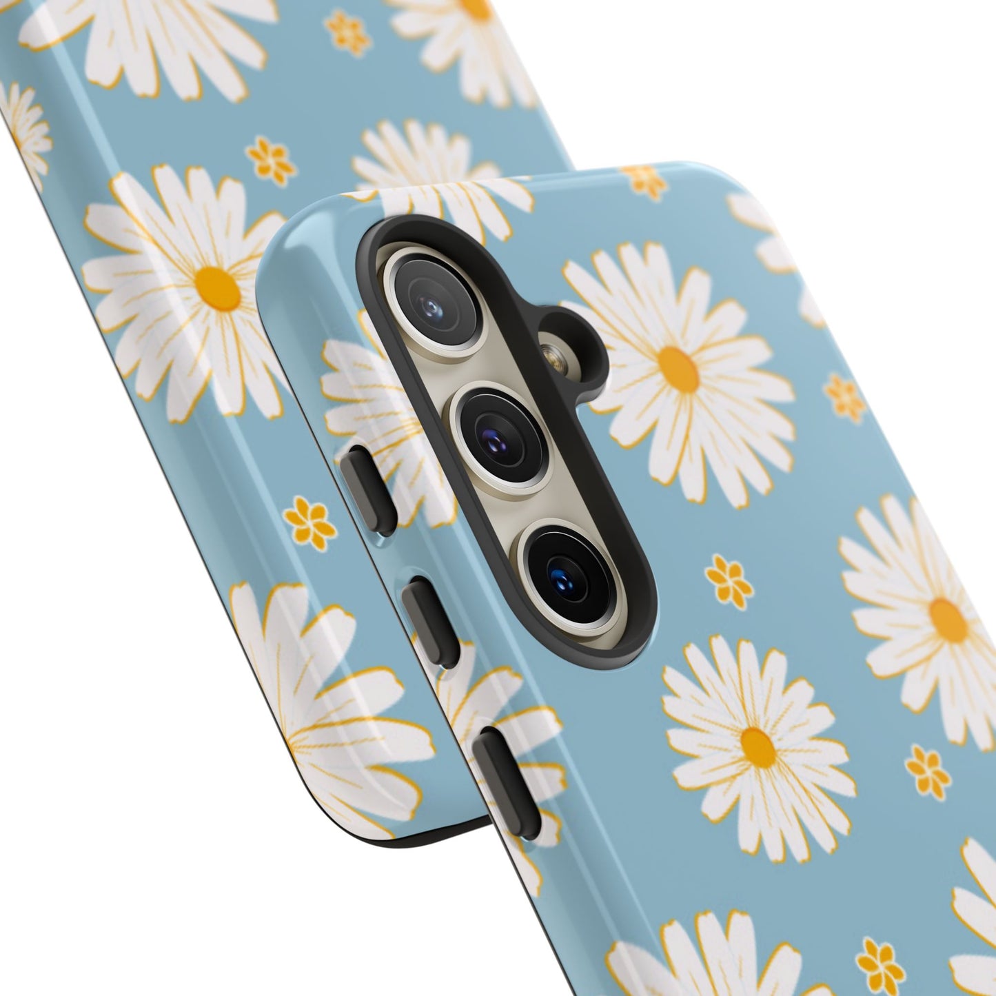 Bright Daisy Samsung Galaxy Case – Light Blue Background, Shockproof and Slim Design