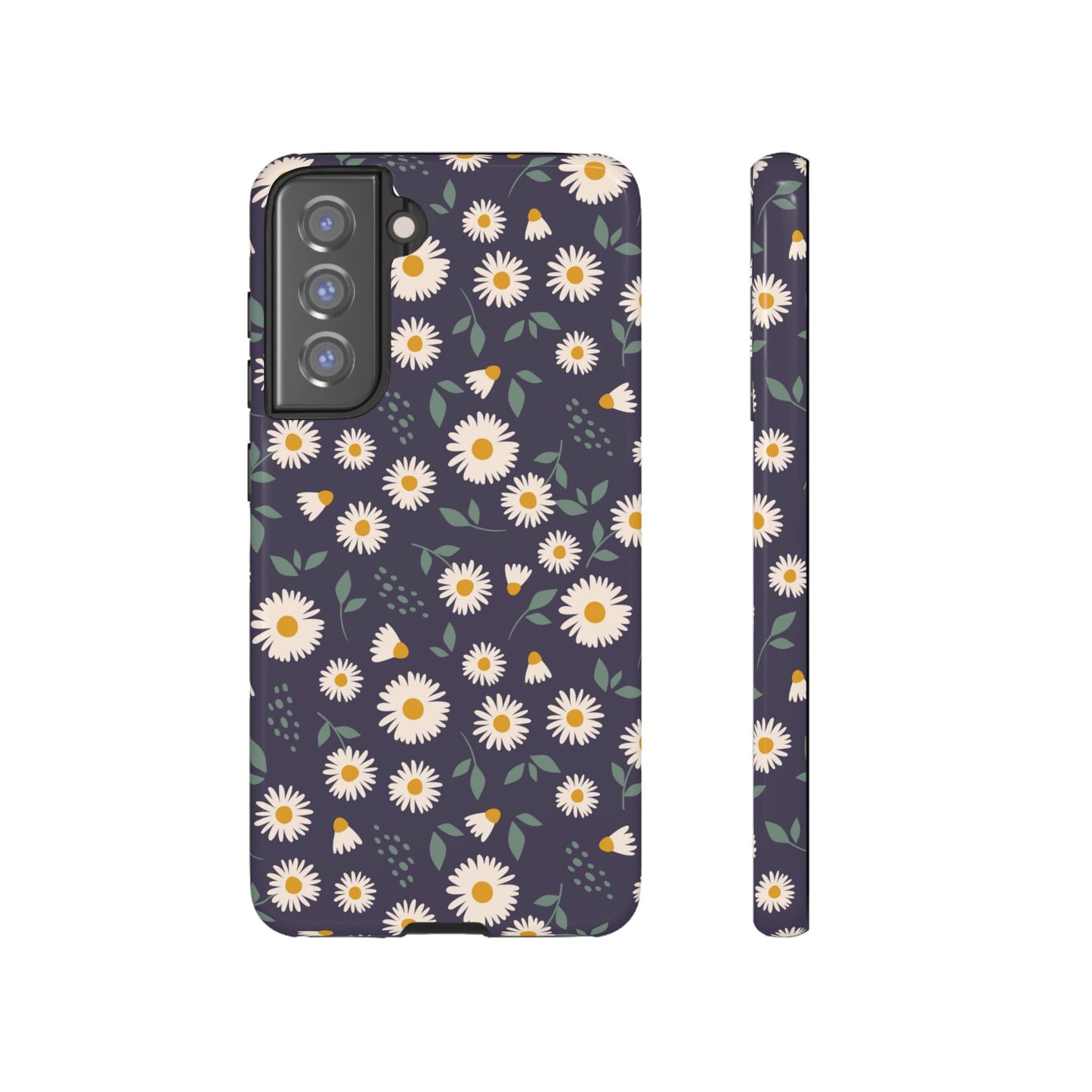 Midnight Daisy Samsung Galaxy Case – Dark Navy Floral Design, Slim and Protective