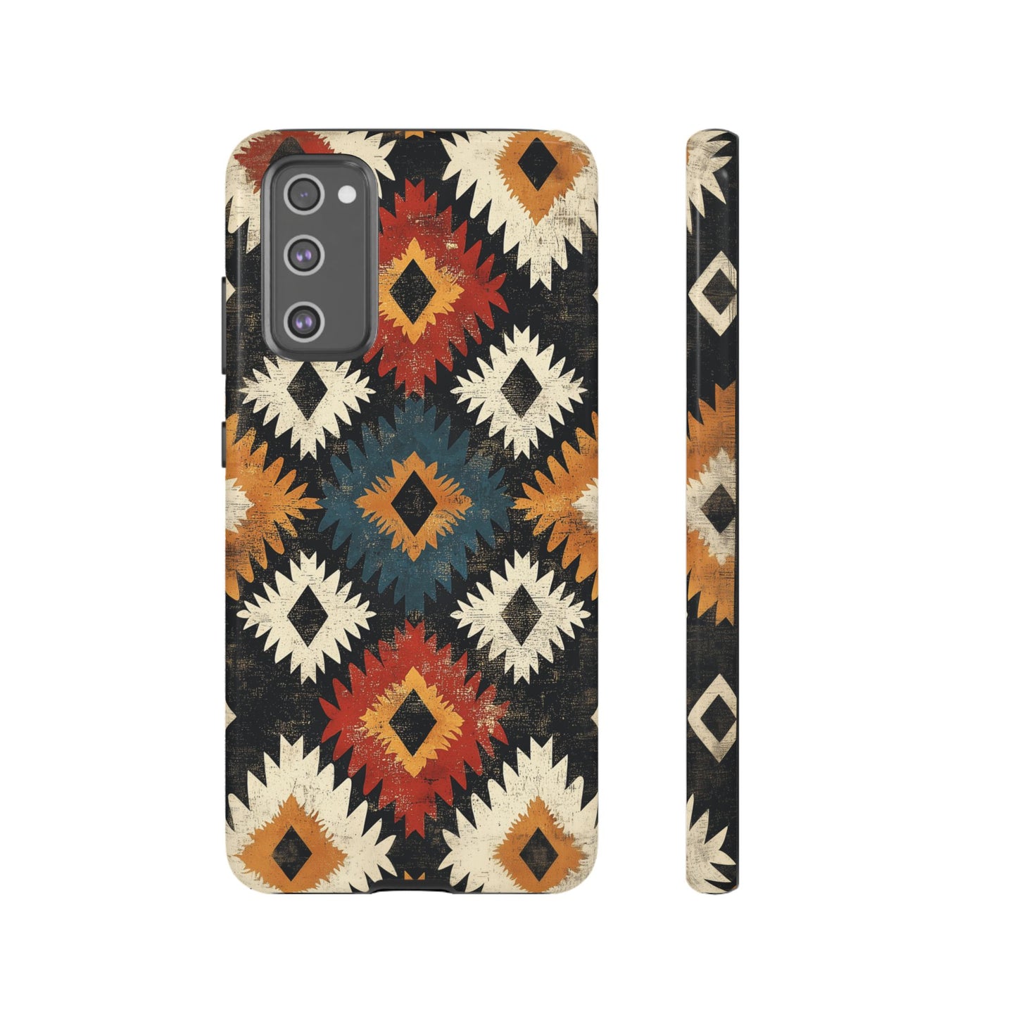 Rustic Tribal Sunburst Tough Samsung Galaxy  Case – Vibrant Geometric Design, Dual-Layer Protection