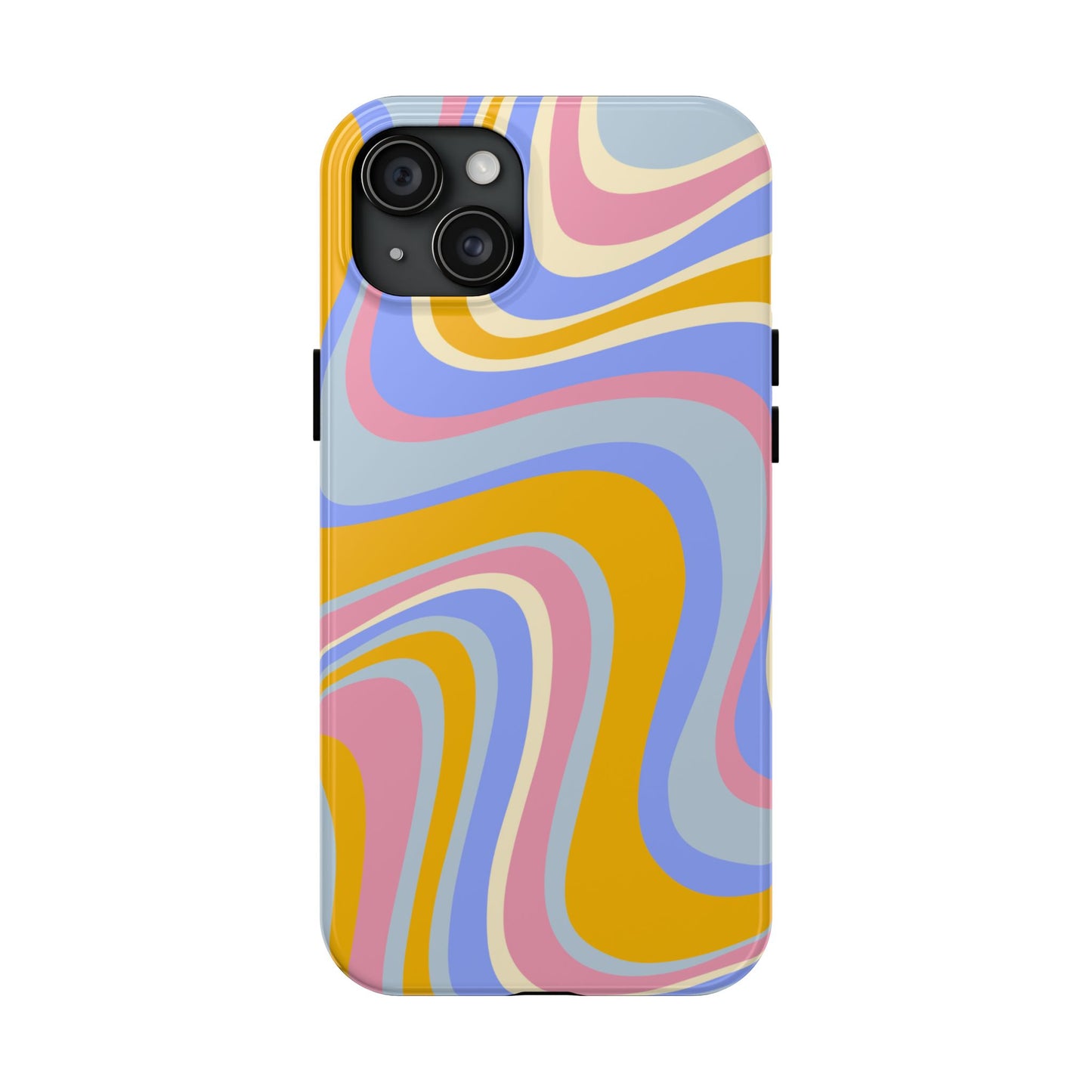 Groovy Pastel Waves iPhone Case – 70s-Inspired Design with Dual-Layer Protection