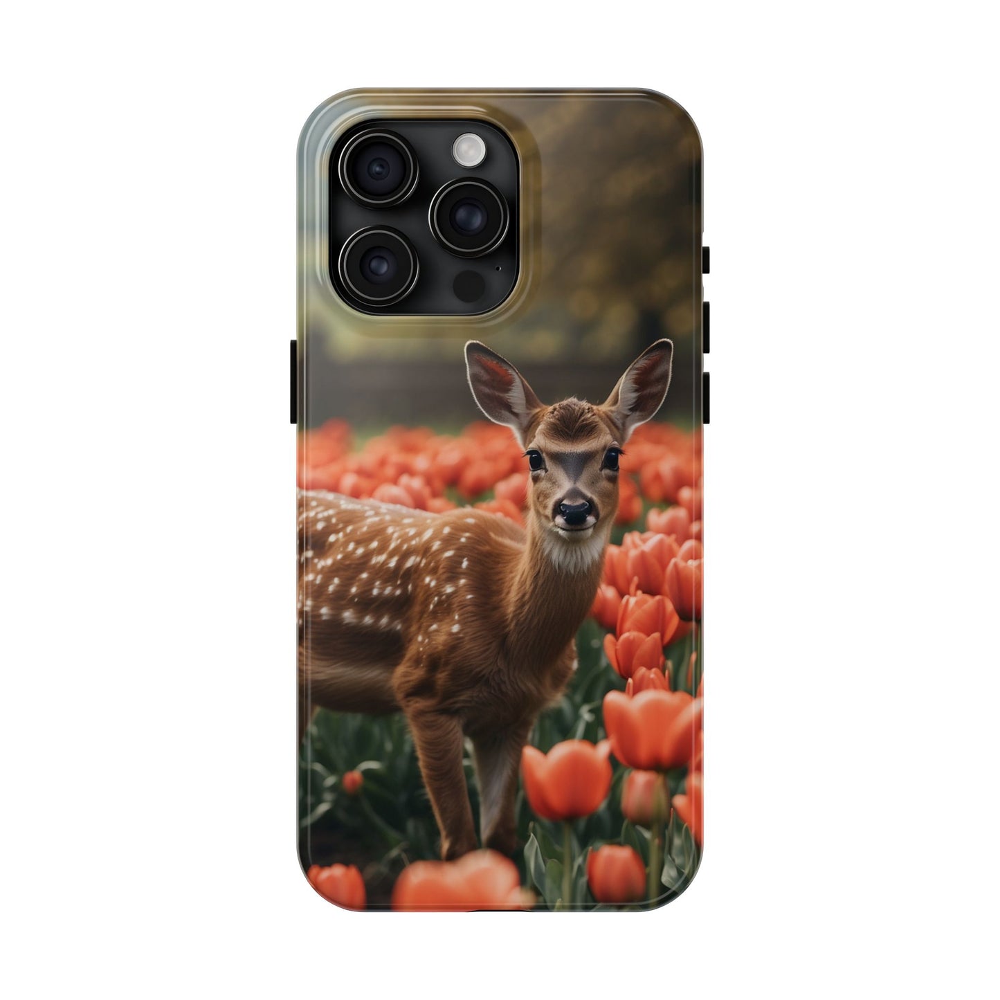 Fawn Among Tulips iPhone Case