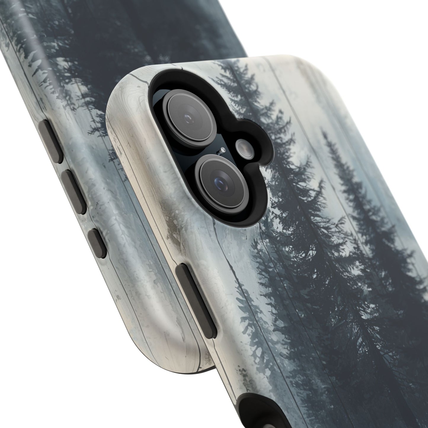 Rustic Pine Forest MagSafe iPhone Case - Blue Toned Woodland Design