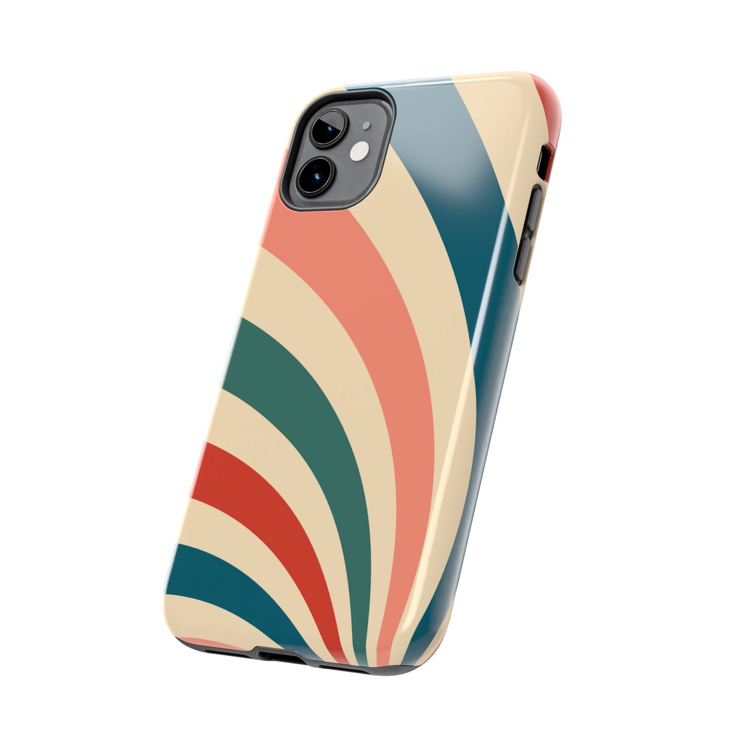 Retro Sunburst Swirl iPhone Case – Dual-Layer Protection with Bold 70s Vibes