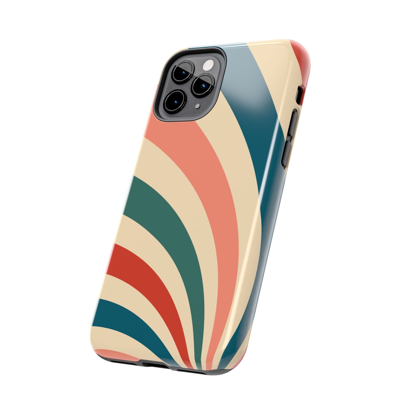 Retro Sunburst Swirl iPhone Case – Dual-Layer Protection with Bold 70s Vibes