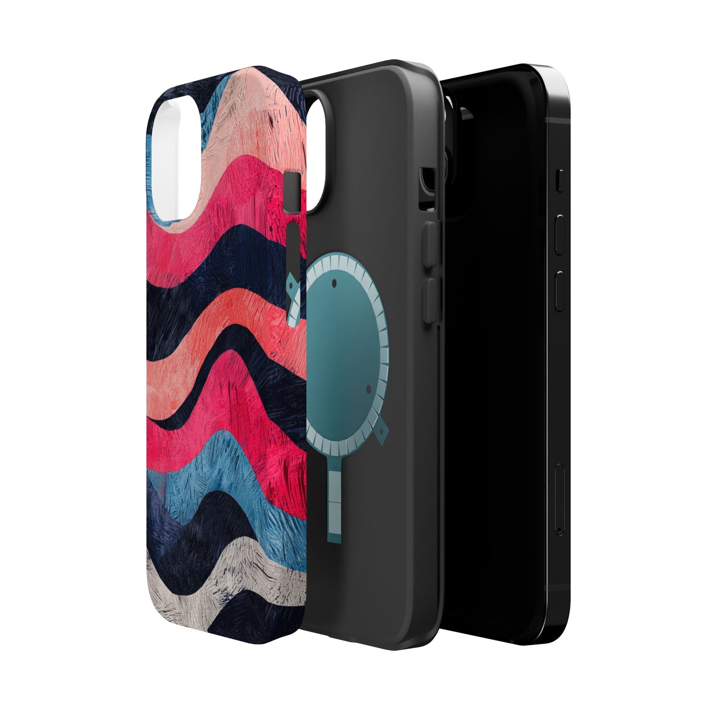 Abstract Wave Pattern MagSafe iPhone Case – Shockproof, Matte Finish, Dual-Layer Protection