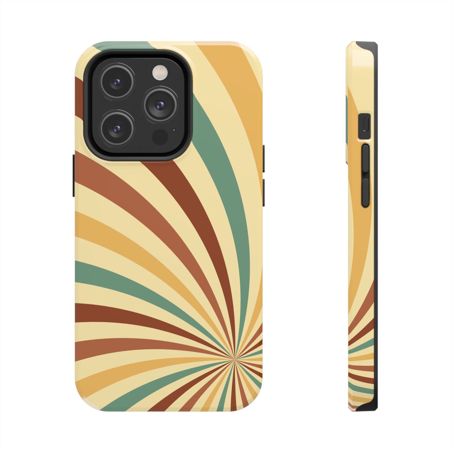 Earthy Retro Swirl iPhone Case – Dual-Layer Protection with 70s-Inspired Earth Tones