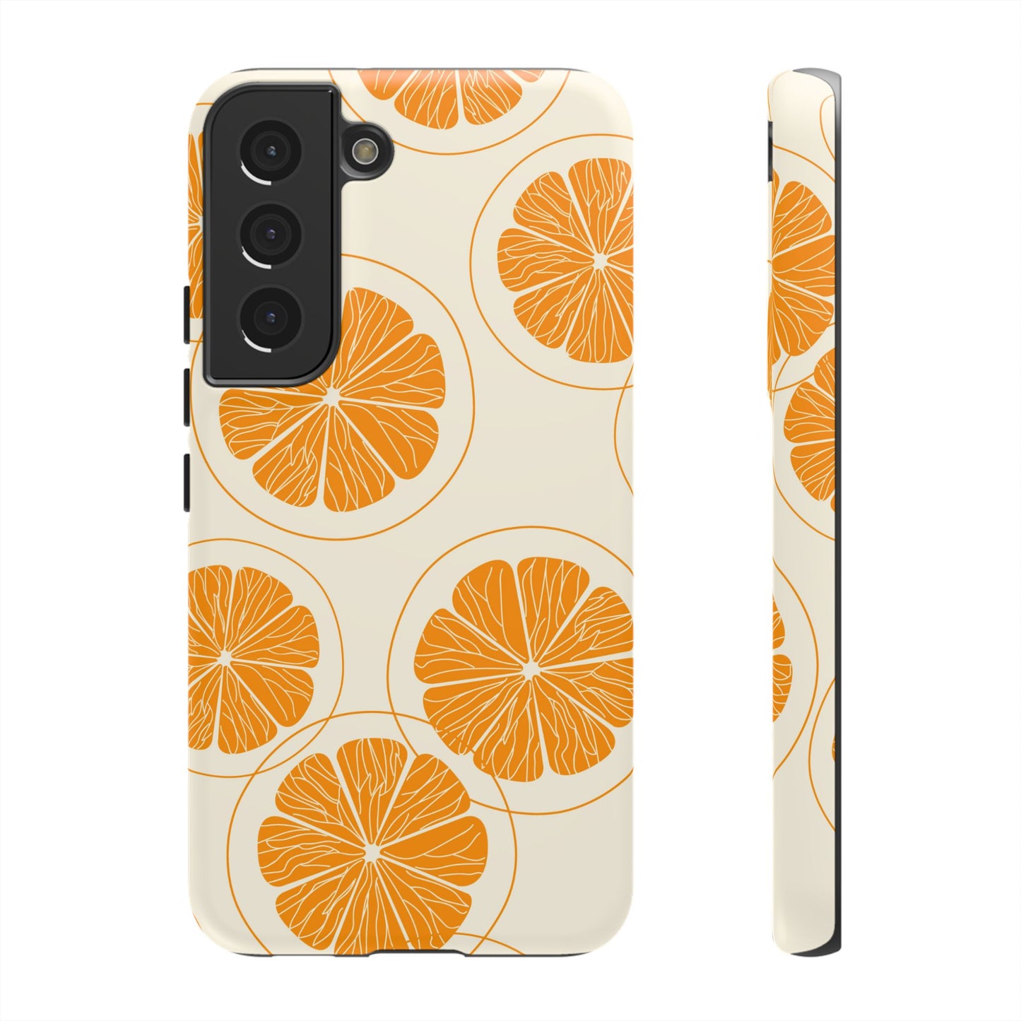 Citrus Burst Pattern Tough Samsung Galaxy  Case – Bold Orange Design, Shockproof Protection