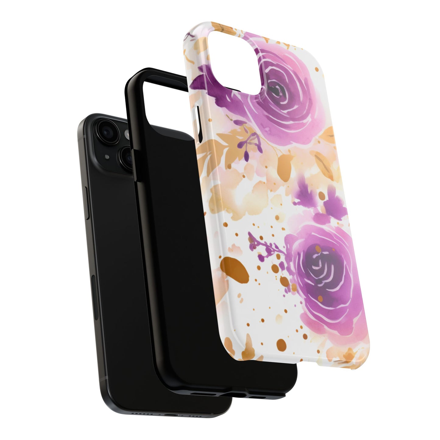 Soft Purple & Gold Floral Splash - iPhone Series Case