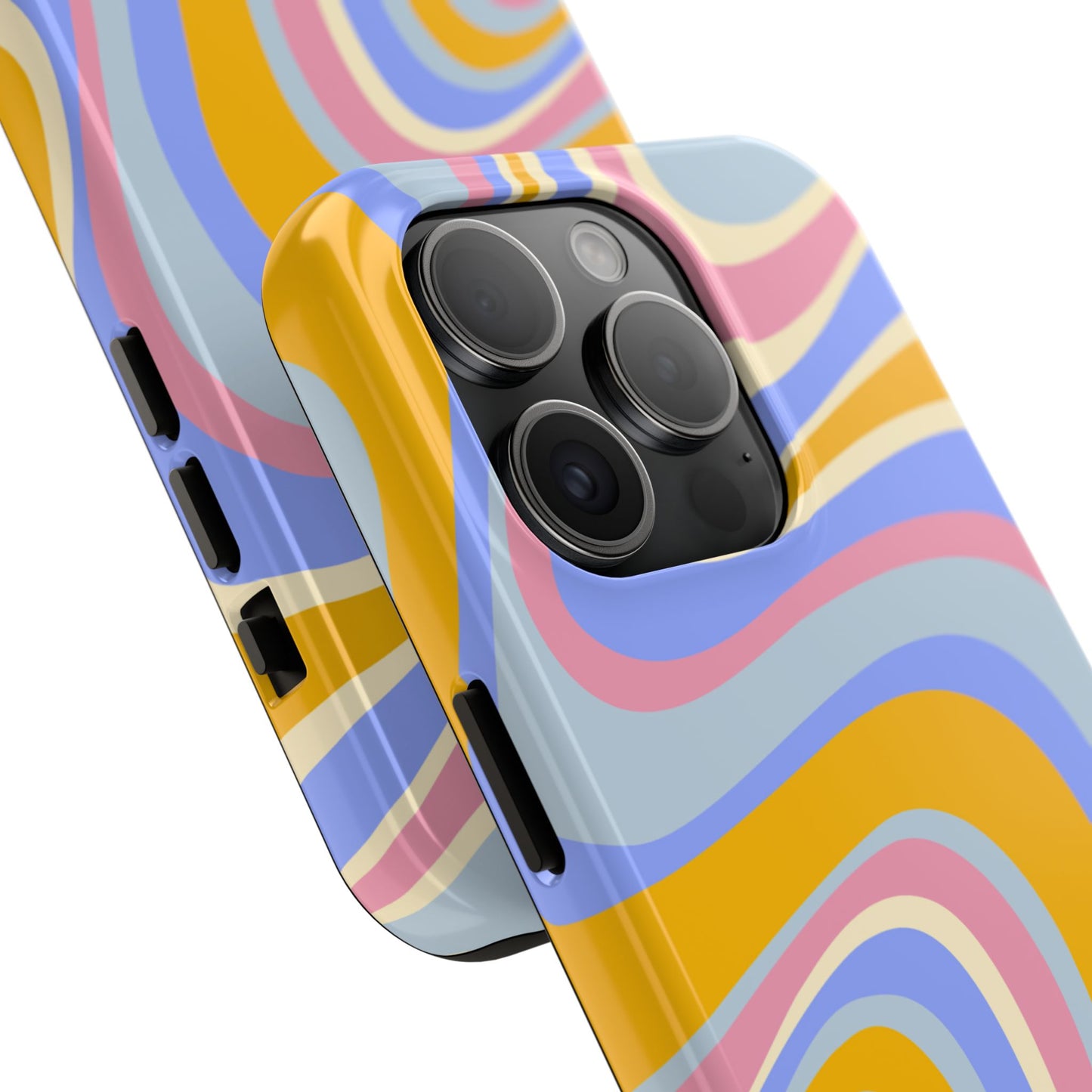 Groovy Pastel Waves iPhone Case – 70s-Inspired Design with Dual-Layer Protection