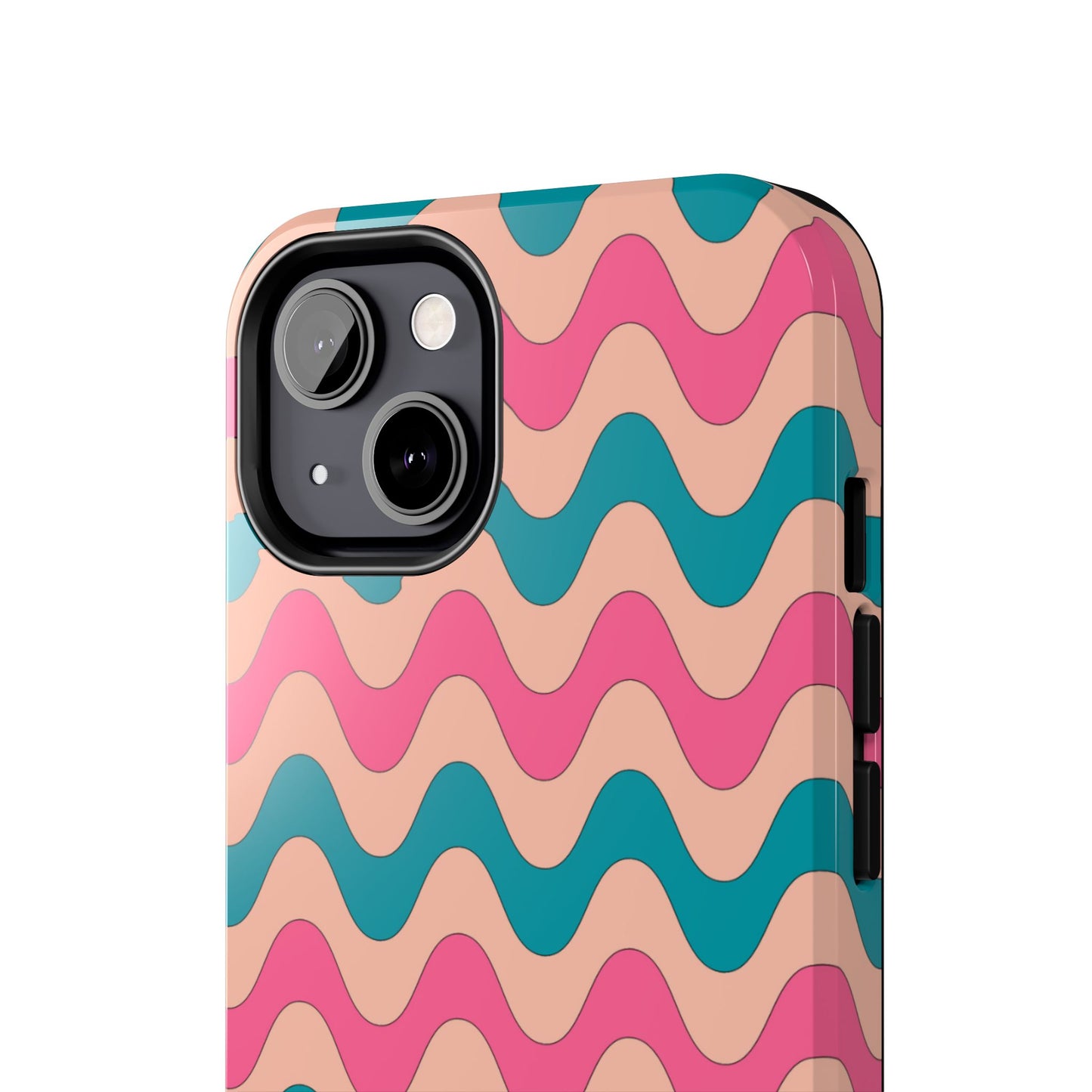 Retro Waves Pattern iPhone Case – Shockproof Design with Dual-Layer Protection