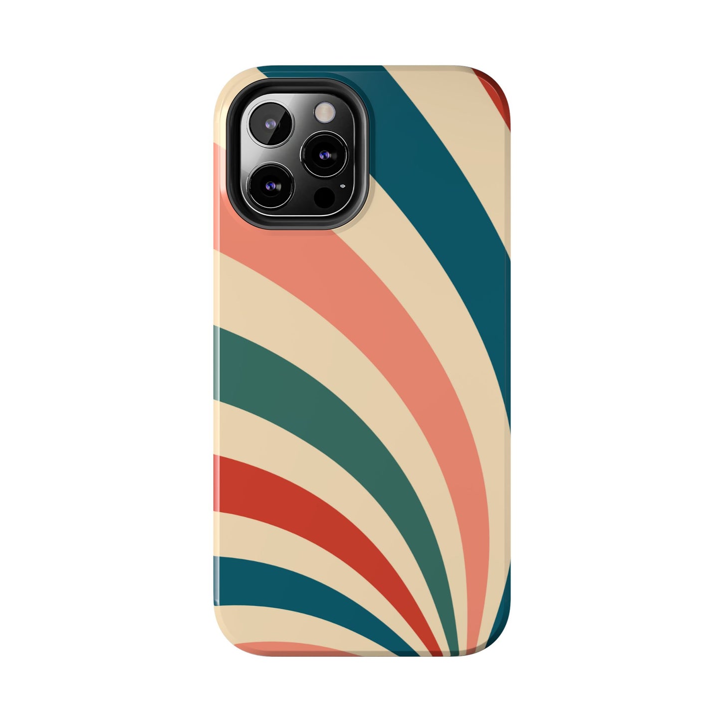 Retro Sunburst Swirl iPhone Case – Dual-Layer Protection with Bold 70s Vibes