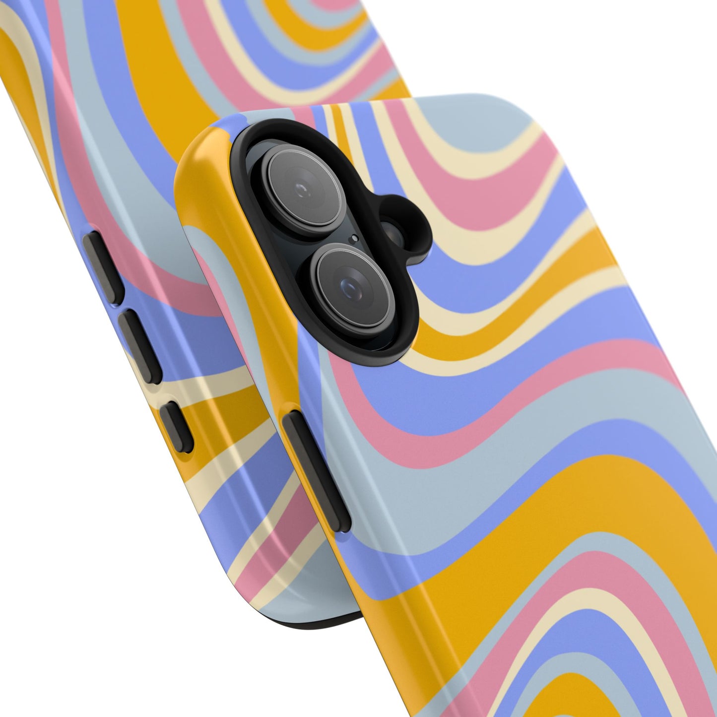 Groovy Pastel Waves iPhone Case – 70s-Inspired Design with Dual-Layer Protection