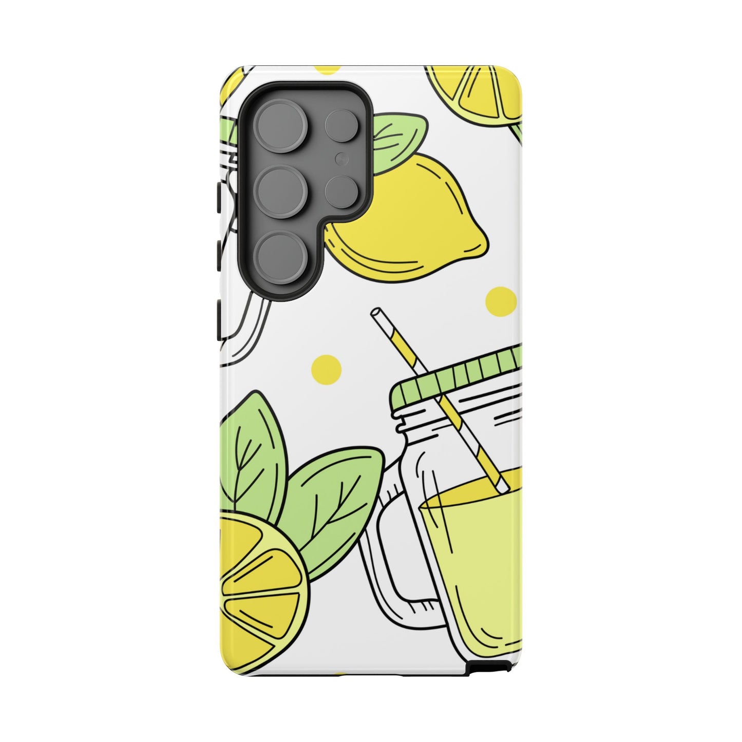 Lemonade Love Tough Samsung Galaxy Case – Fun Lemon Mason Jar Design, Dual-Layer Protection