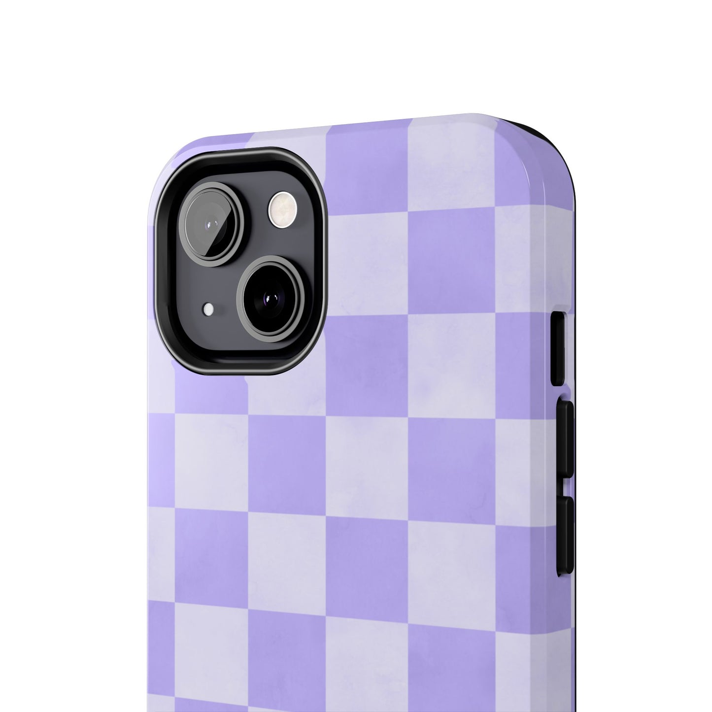 Lavender Checkerboard iPhone Case – Shockproof, Smooth Matte Finish, Dual-Layer Design
