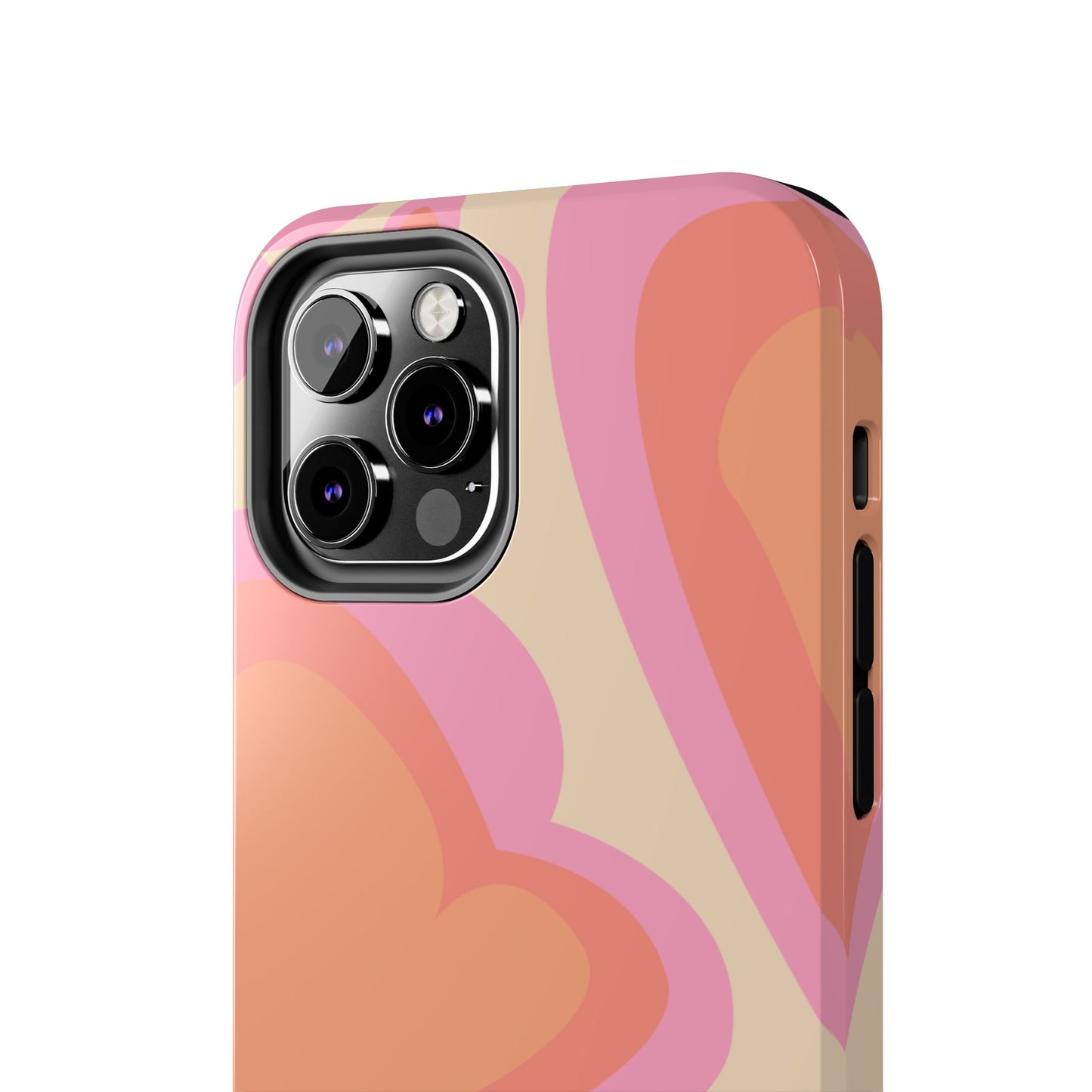 Retro Pink Hearts iPhone Case – Shock-Resistant, Matte Finish, Dual-Layer Protection