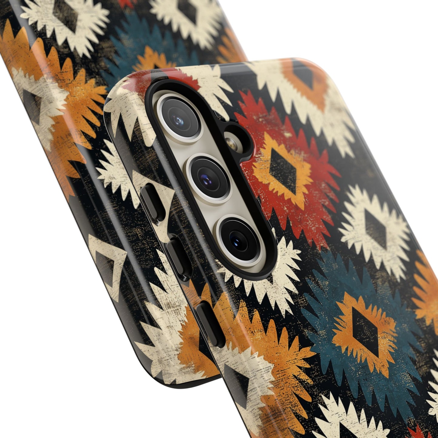 Rustic Tribal Sunburst Tough Samsung Galaxy  Case – Vibrant Geometric Design, Dual-Layer Protection