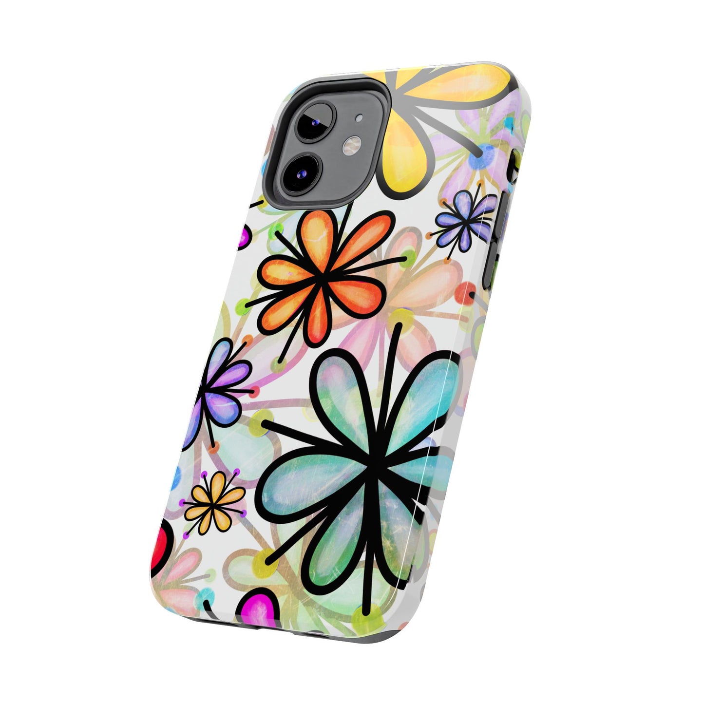 Retro Floral Pop iPhone Case – Ultra-Slim Design, High-Gloss Finish