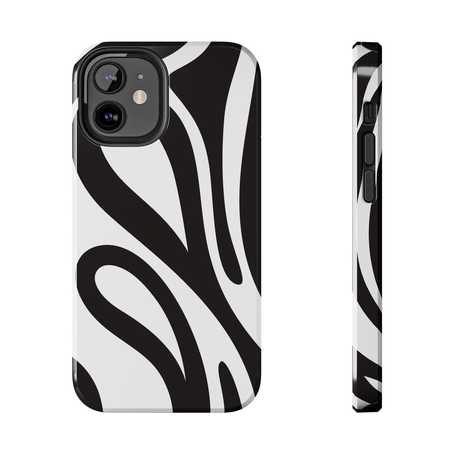Modern Black and White Abstract Tough iPhone Case – Bold Graphic Pattern with Dual-Layer Protection