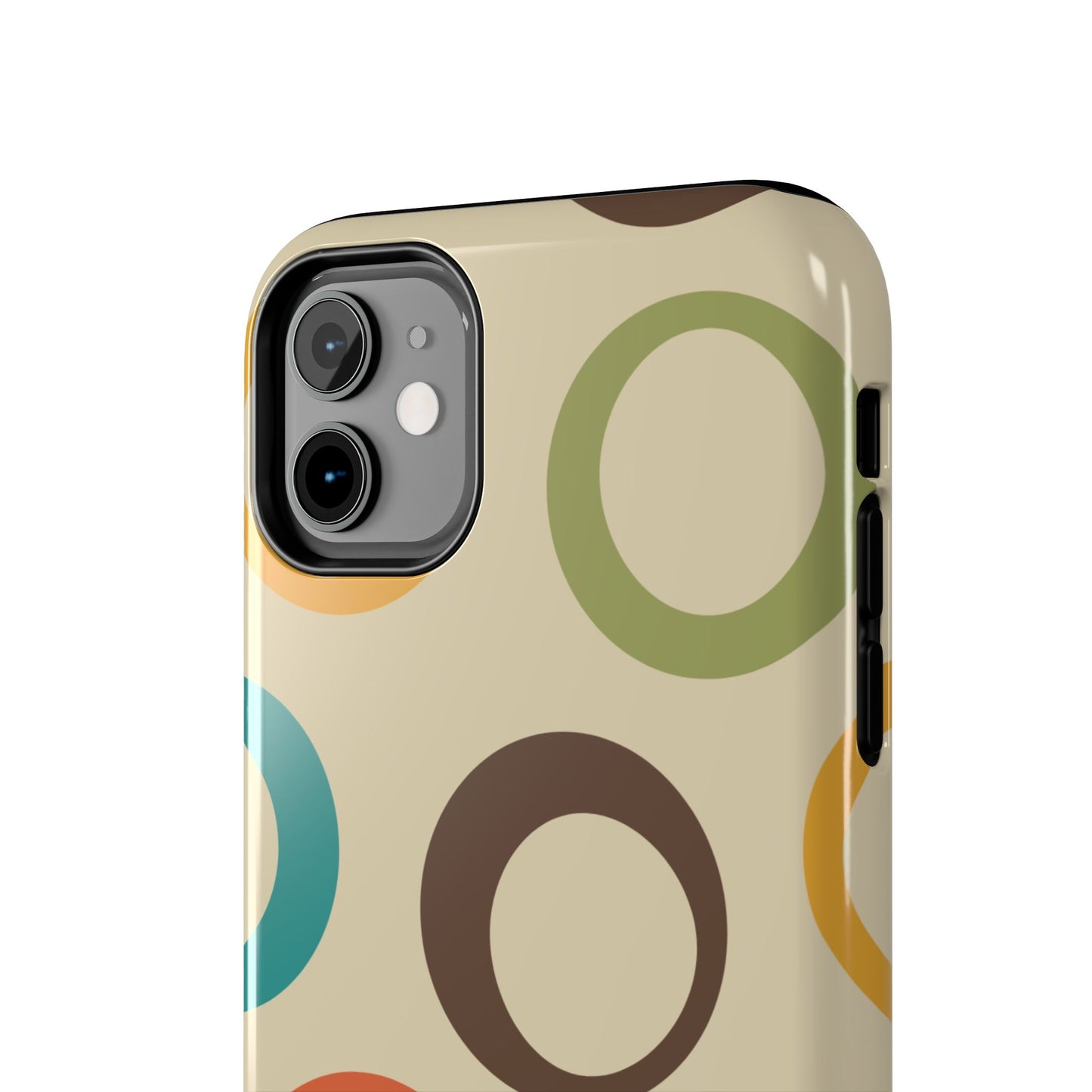 Retro Colorful Rings iPhone Case – Shockproof, Matte Finish, Dual-Layer Protection