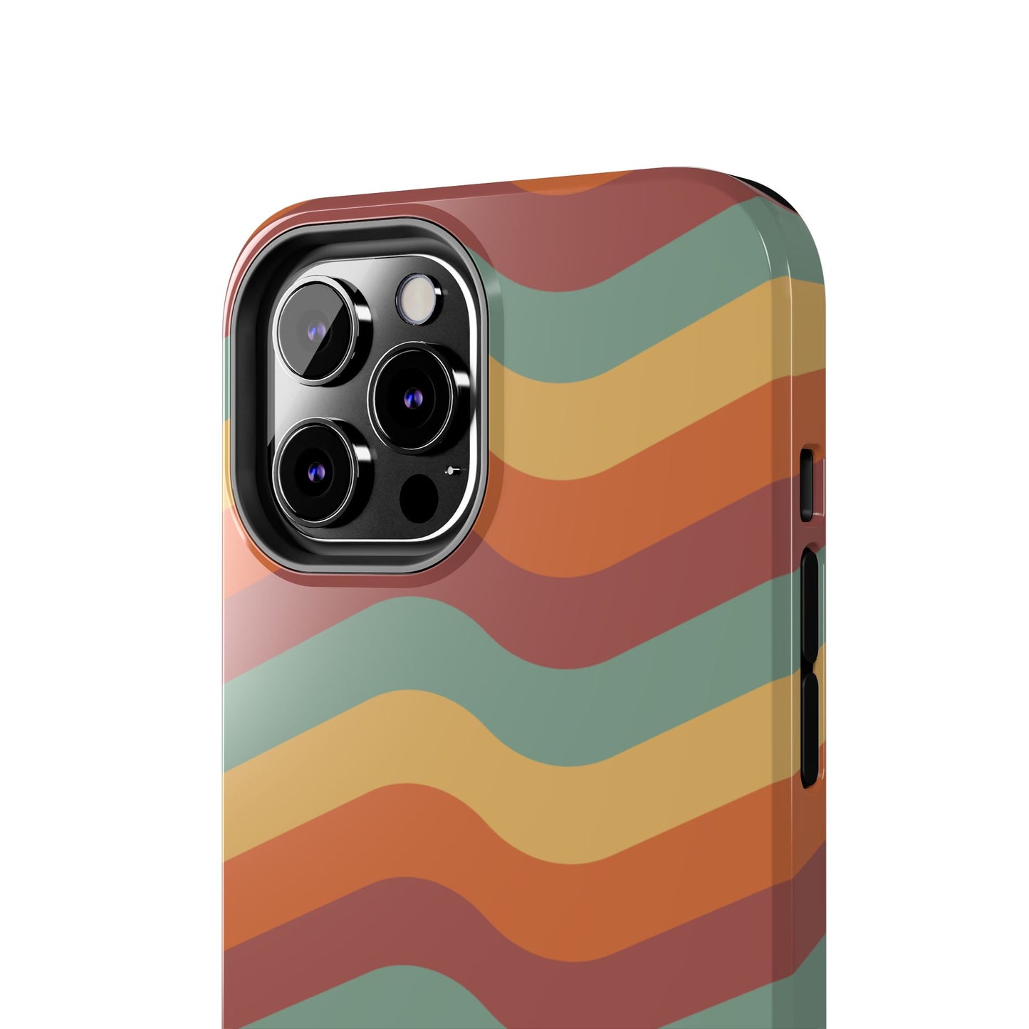Retro Vibe Wavy Stripes iPhone Case – 70s-Inspired in Teal, Orange, and Rust