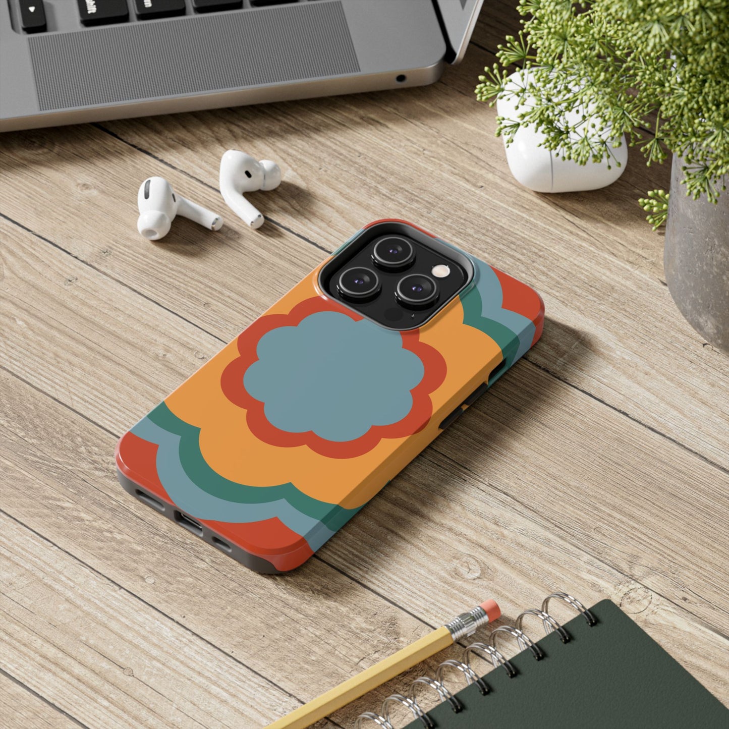 Retro Flower Power iPhone Case – Bold 70s-Inspired Design with Dual-Layer Protection