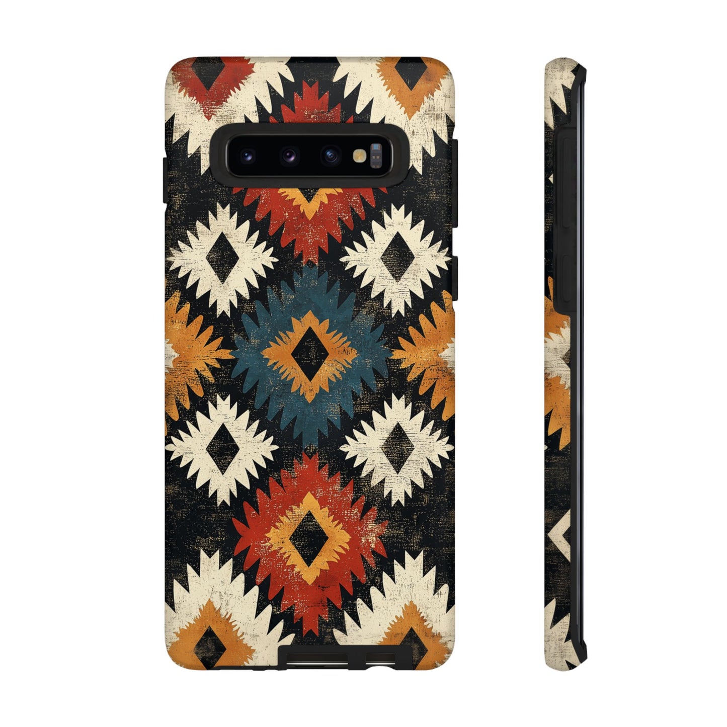 Rustic Tribal Sunburst Tough Samsung Galaxy  Case – Vibrant Geometric Design, Dual-Layer Protection