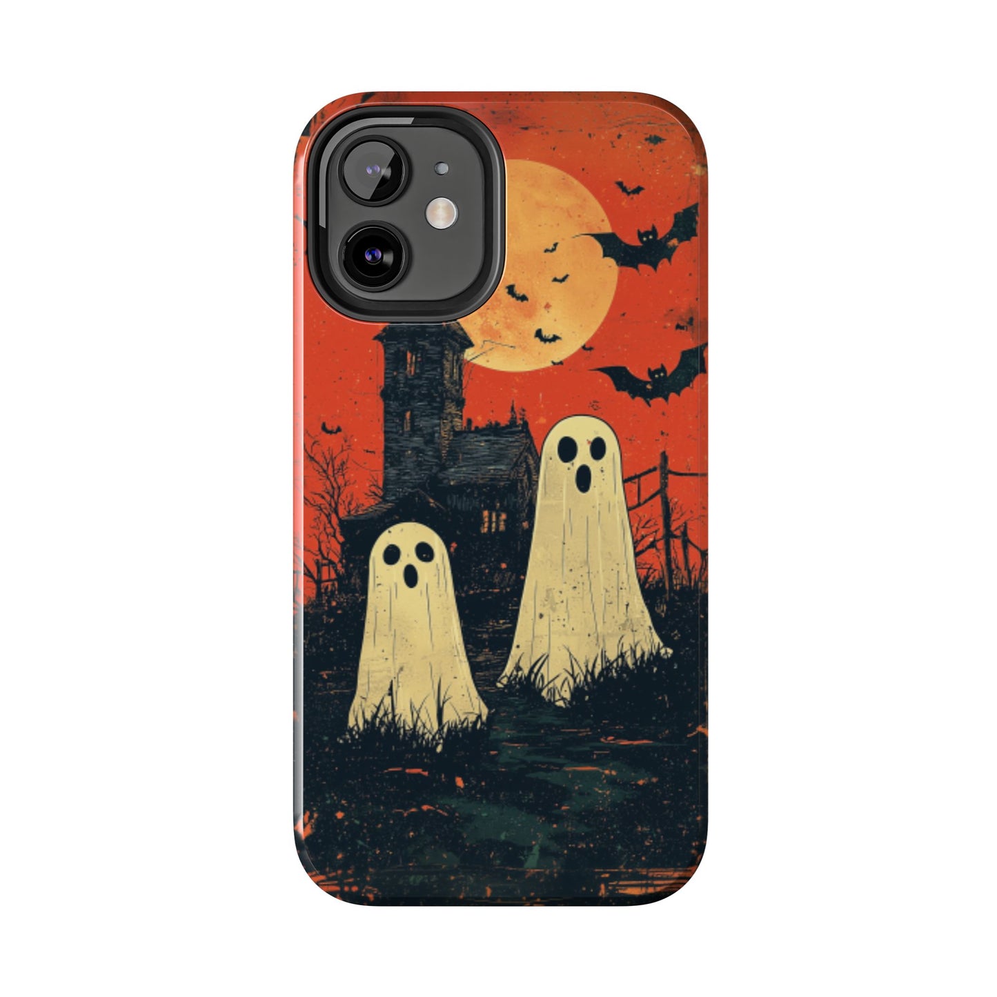 Haunted House & Ghosts iPhone Case – Spooky Halloween Full Moon Design