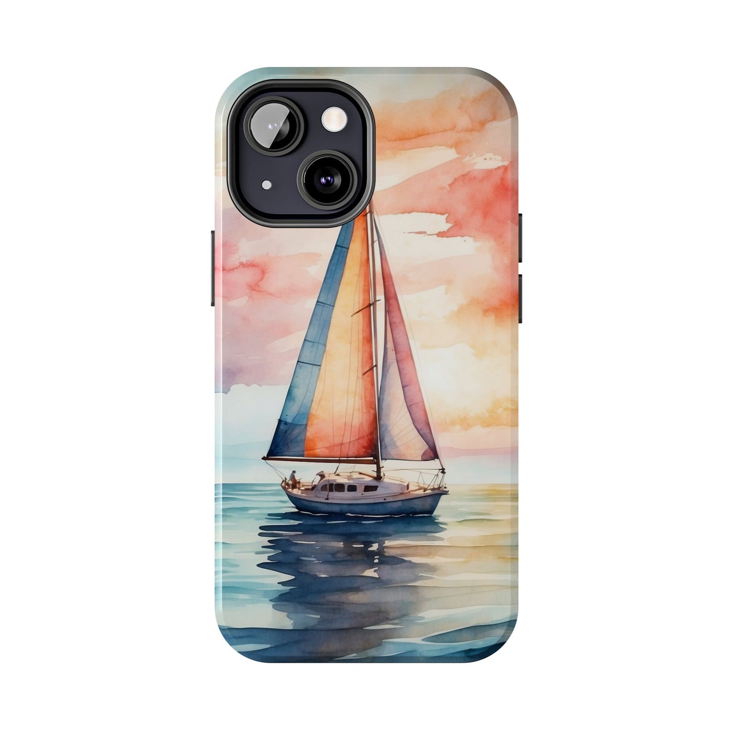 Sailboat Sunset iPhone Case – Vibrant Watercolor Design