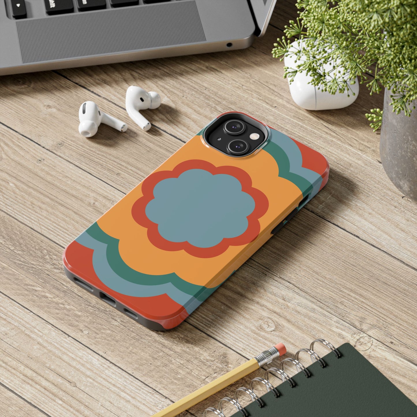 Retro Flower Power iPhone Case – Bold 70s-Inspired Design with Dual-Layer Protection