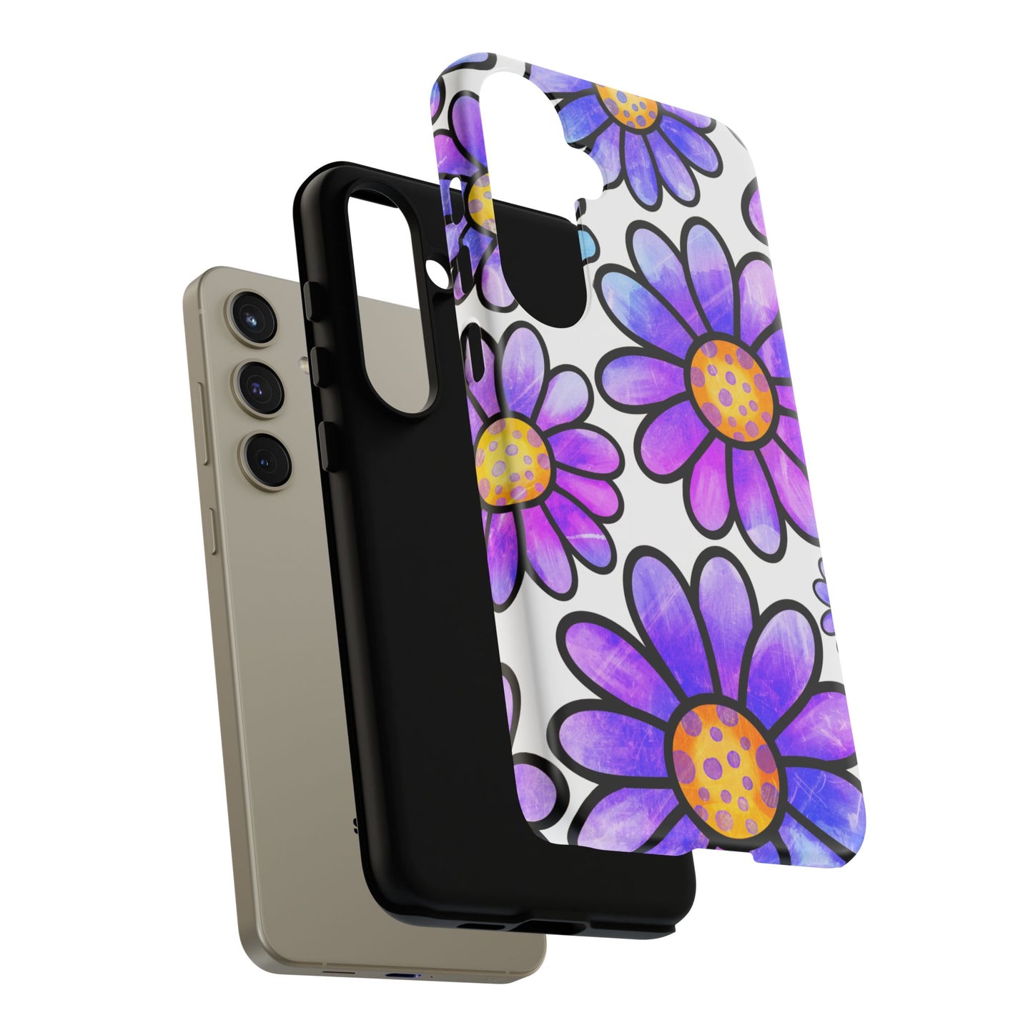 Purple Daisy Delight Samsung Galaxy Case – Slim Profile, Glossy Finish