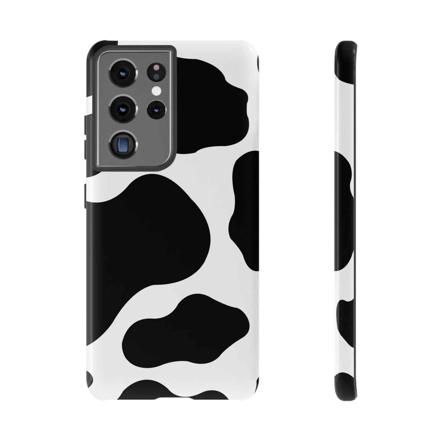 Chic Cow Print Tough Samsung Galaxy Case – Trendy Monochrome Animal Pattern with Dual-Layer Protection