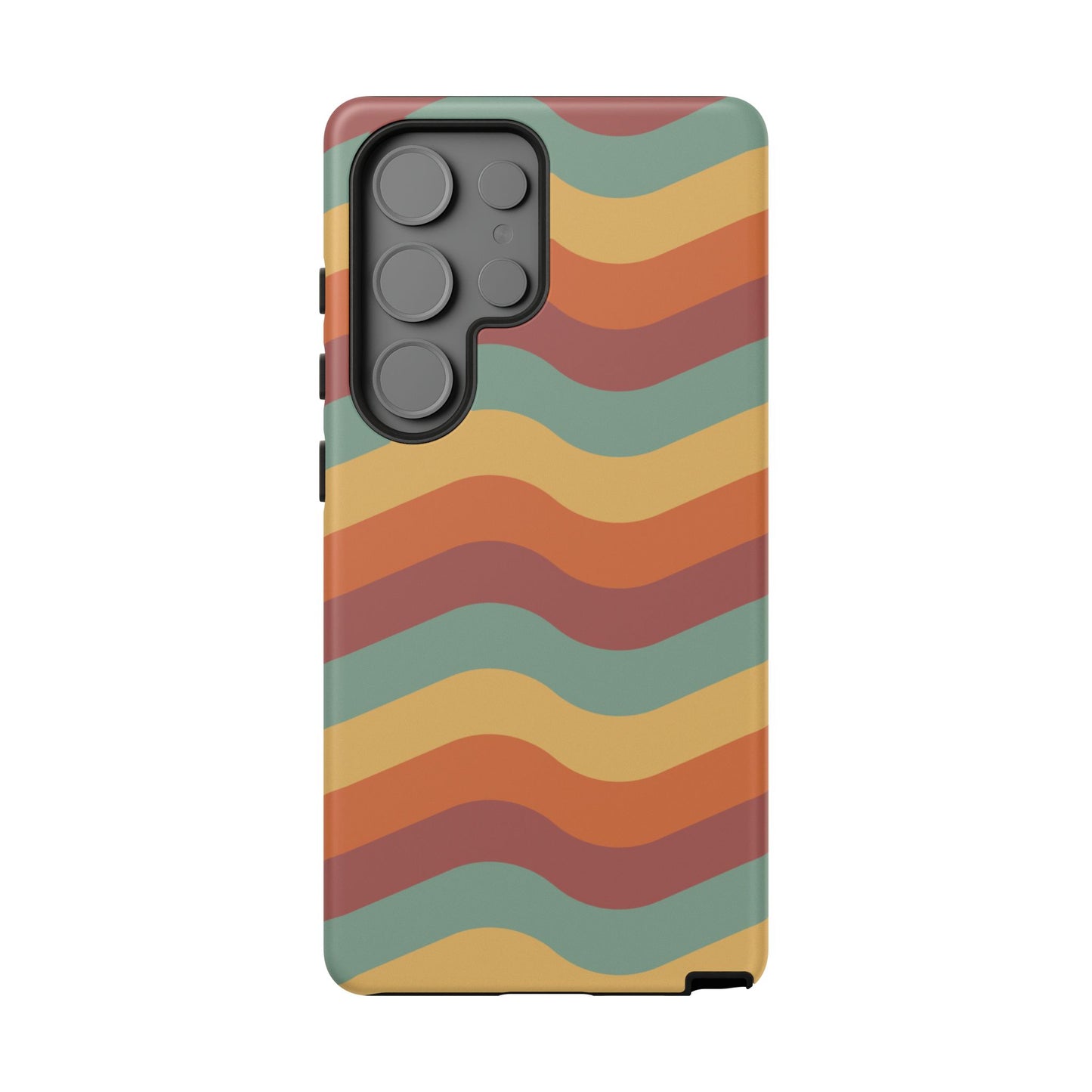 Retro Vibe Wavy Stripes Samsung Galaxy Case – 70s-Inspired in Teal, Orange, and Rust