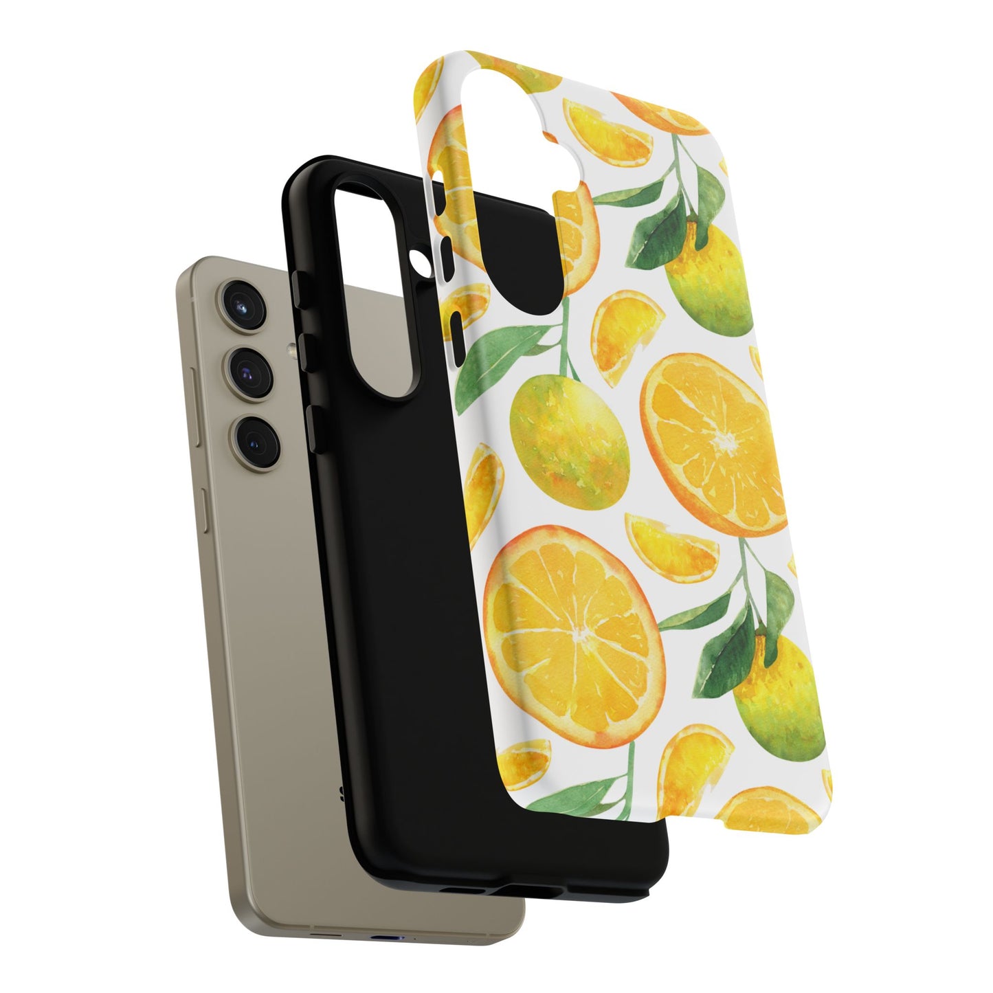 Sunny Citrus Grove Tough Samsung Galaxy Case – Watercolor Orange Design, Dual-Layer Protection