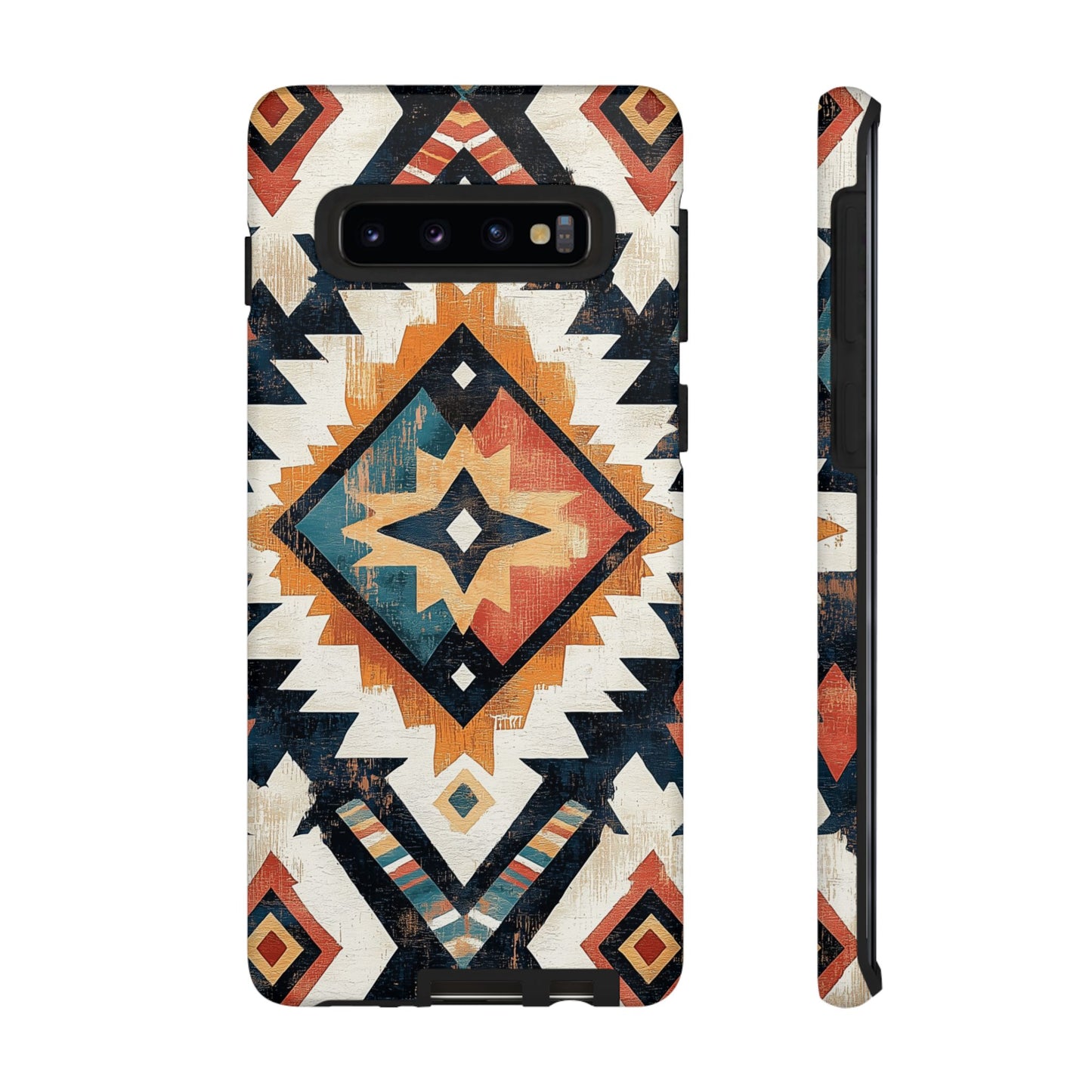 Vintage Southwestern Diamond Tough Samsung Galaxy Case – Rustic Tribal Design, Dual-Layer Protection