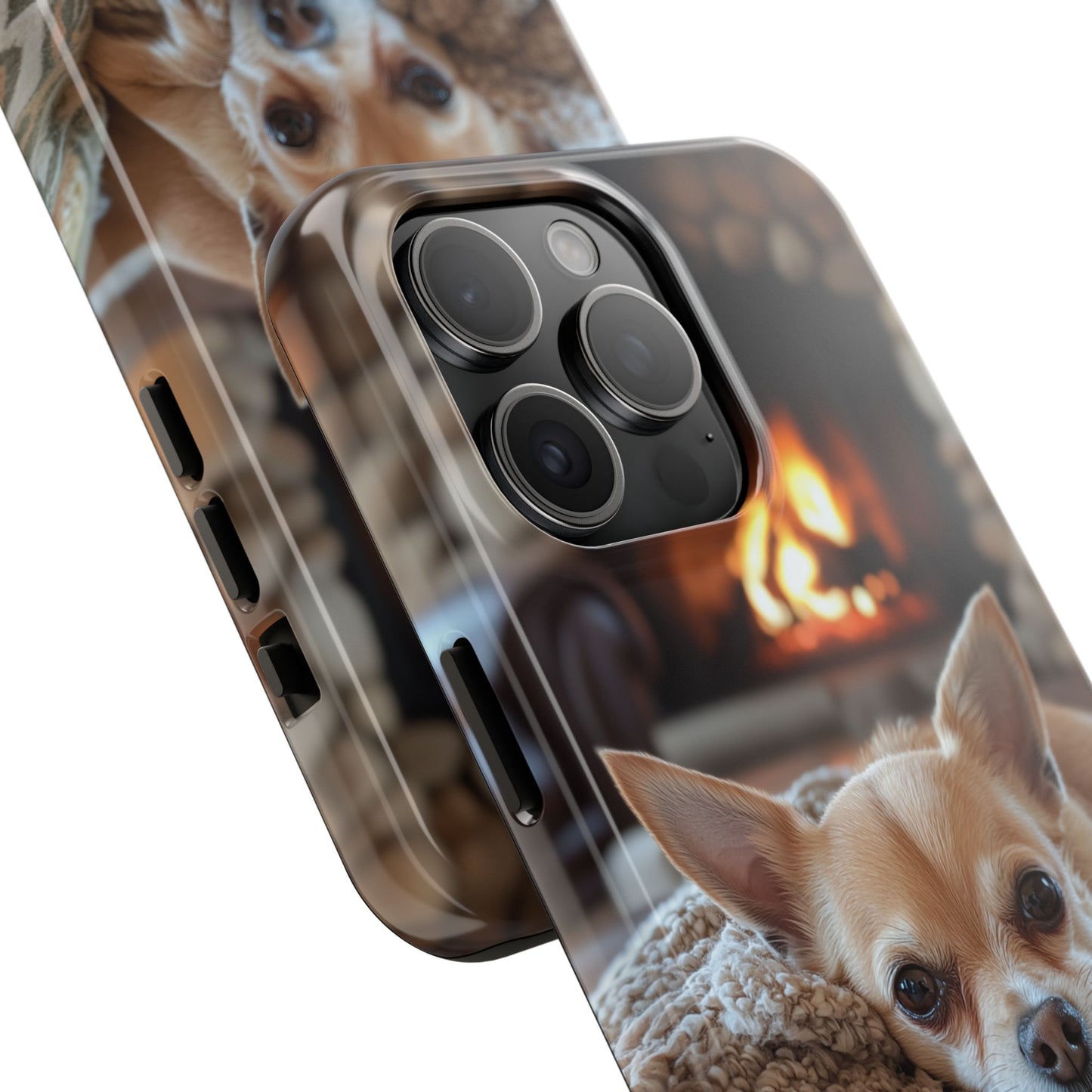 Relaxing Chihuahua by Fireplace iPhone Case – Warm and Stylish Protection