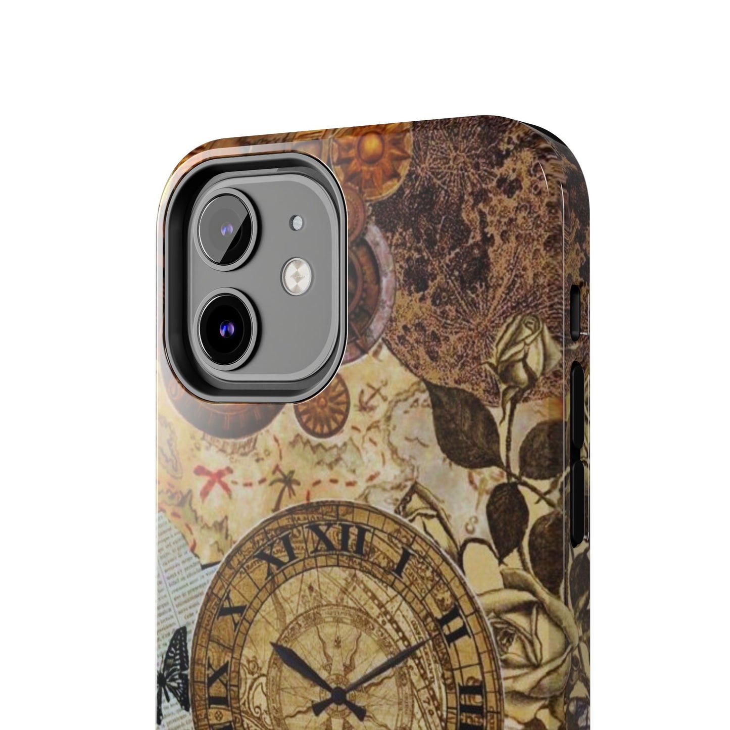 Steampunk Vintage Adventure iPhone Case – Dual - Layer Protection with Antique Map and Clock Design - BOGO Cases