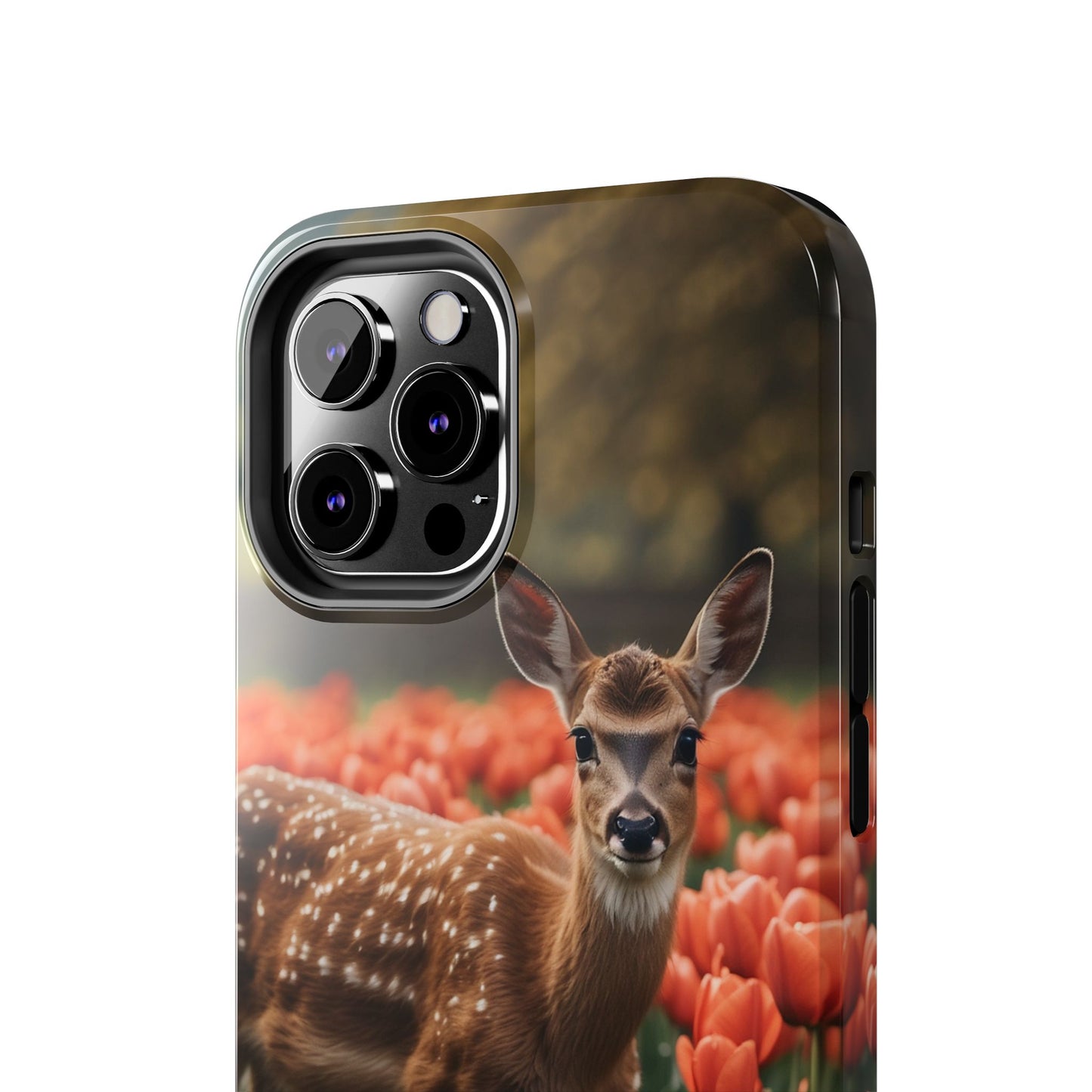 Fawn Among Tulips iPhone Case