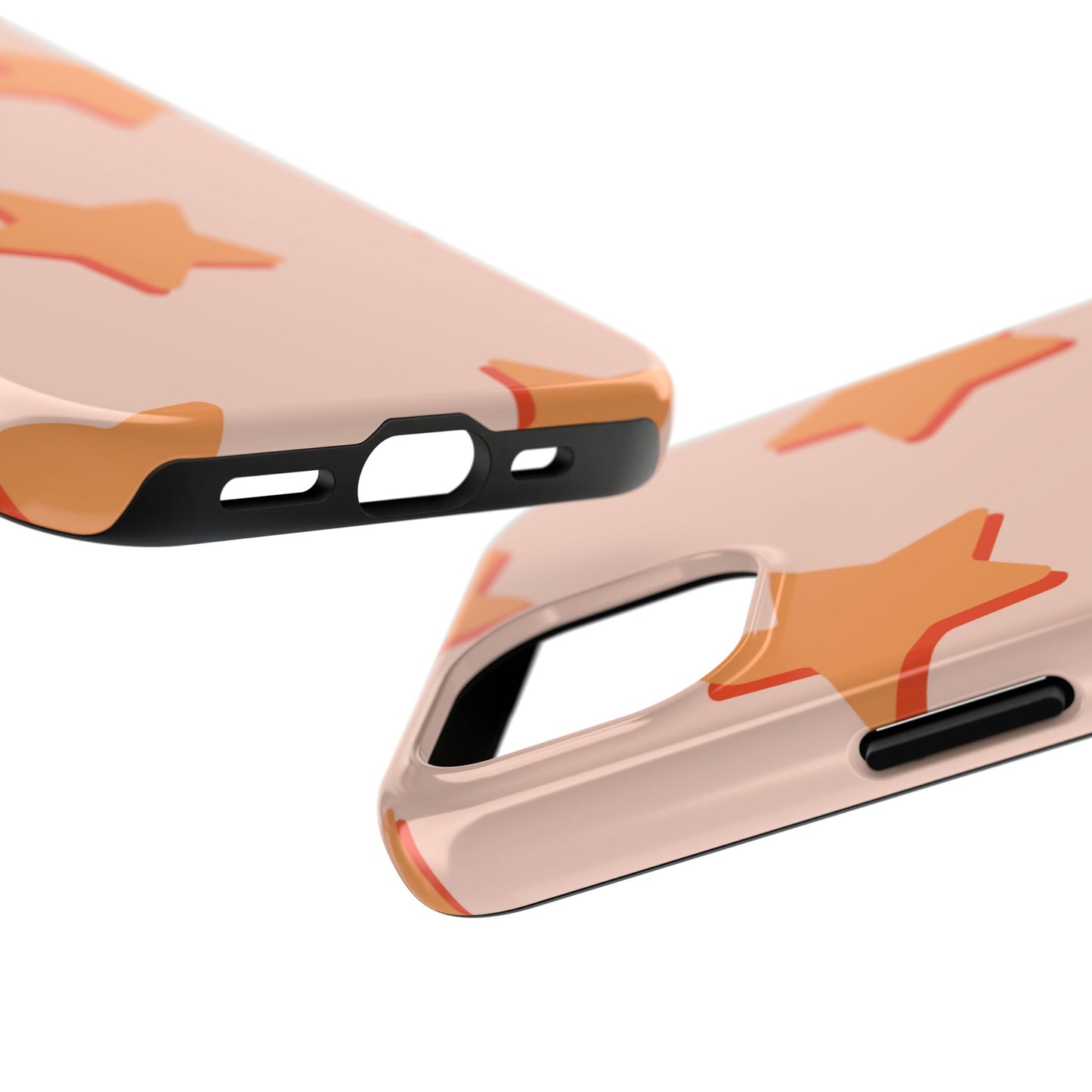Retro Orange Stars iPhone Case – Shock-Resistant, Smooth Matte Finish, Dual-Layer Design