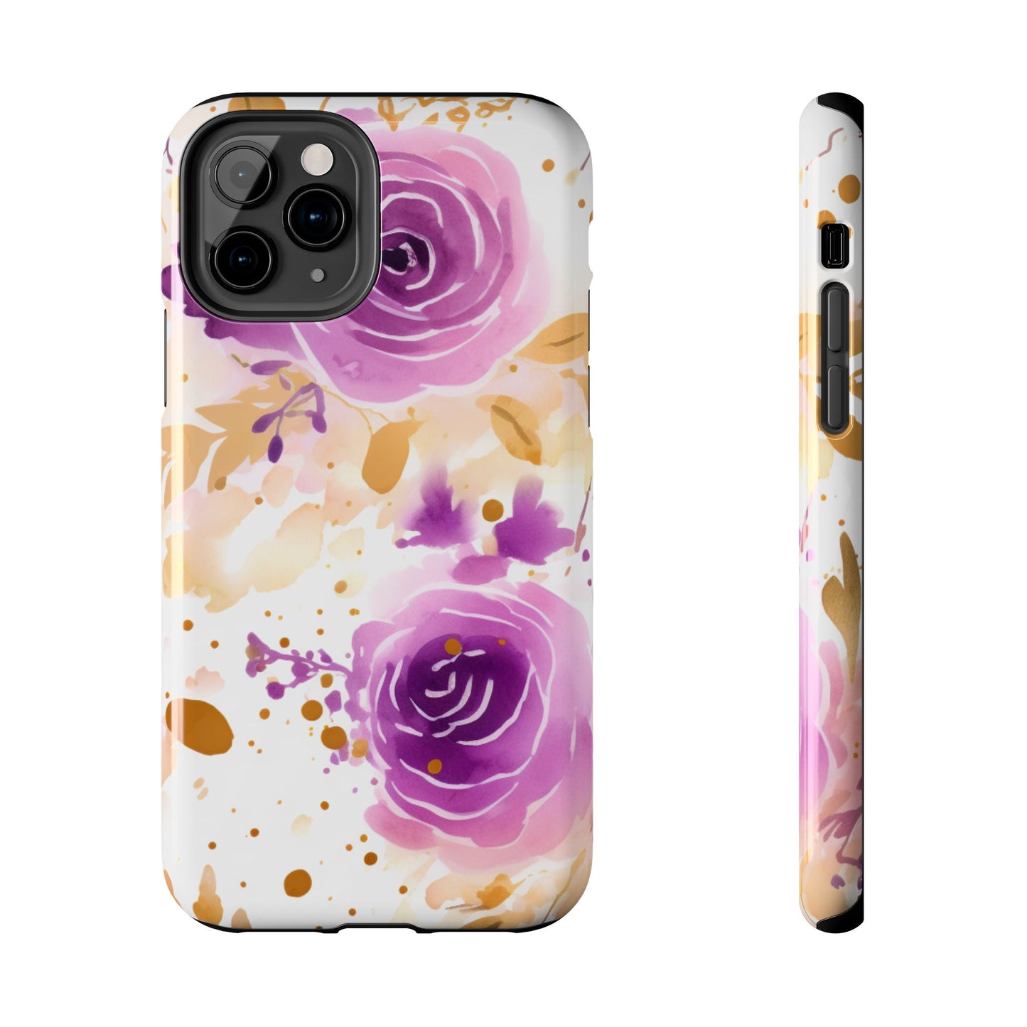 Soft Purple & Gold Floral Splash - iPhone Series Case