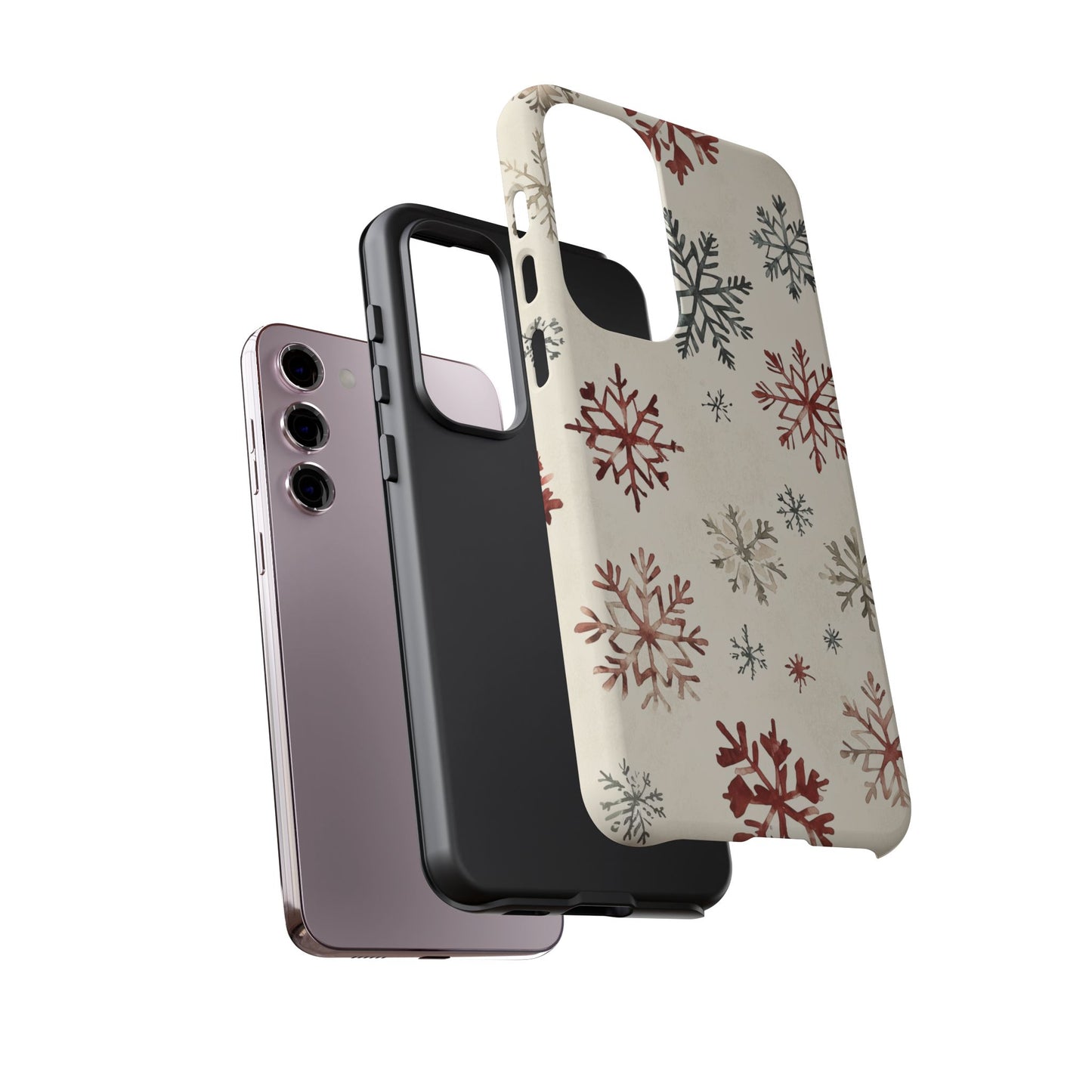 Vintage Red and Gray Snowflake Pattern – Samsung Galaxy Series Case