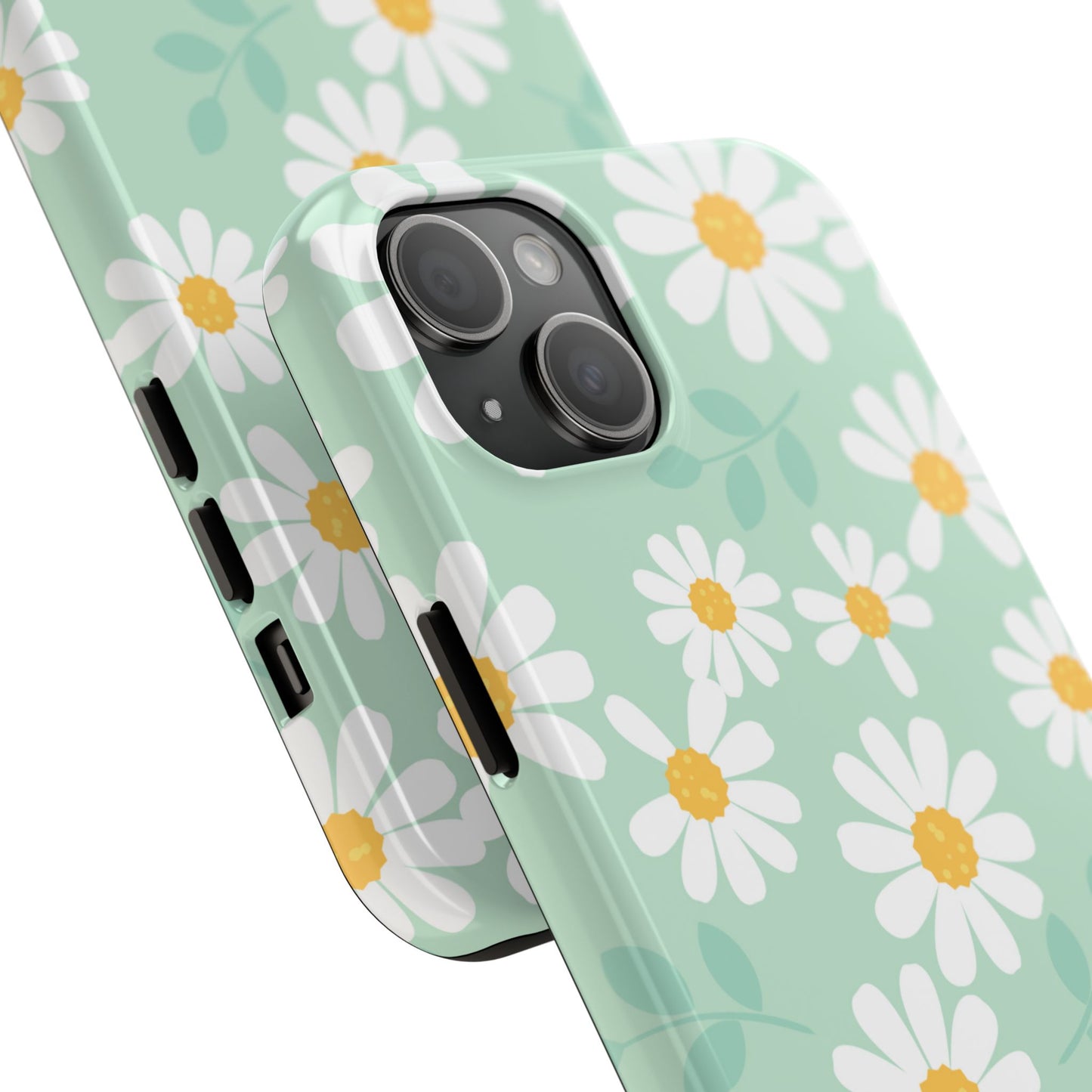 Pastel Daisy iPhone Case – Soft Mint Green Floral Design, Slim and Durable - BOGO Cases