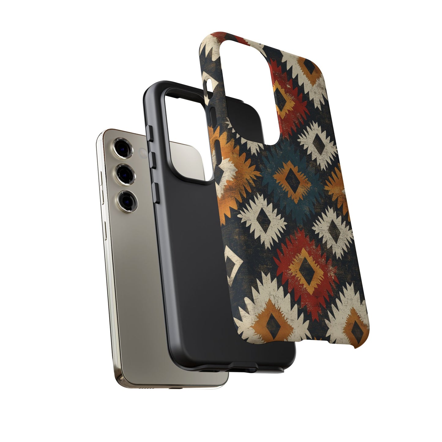 Rustic Tribal Sunburst Tough Samsung Galaxy  Case – Vibrant Geometric Design, Dual-Layer Protection