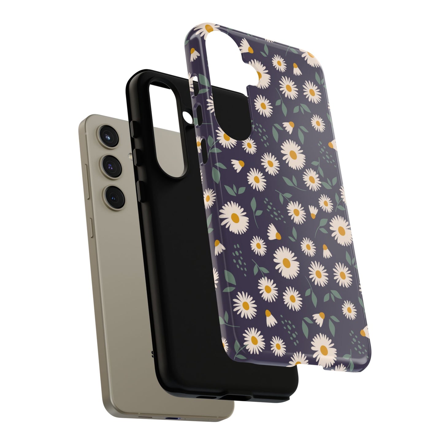 Midnight Daisy Samsung Galaxy Case – Dark Navy Floral Design, Slim and Protective