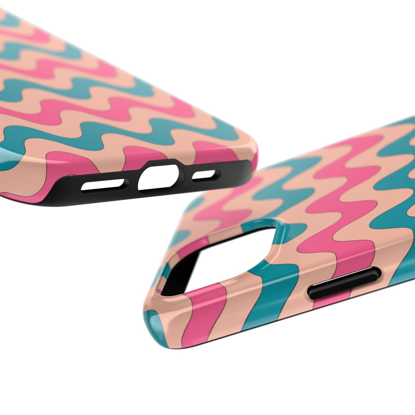 Retro Waves Pattern iPhone Case – Shockproof Design with Dual-Layer Protection