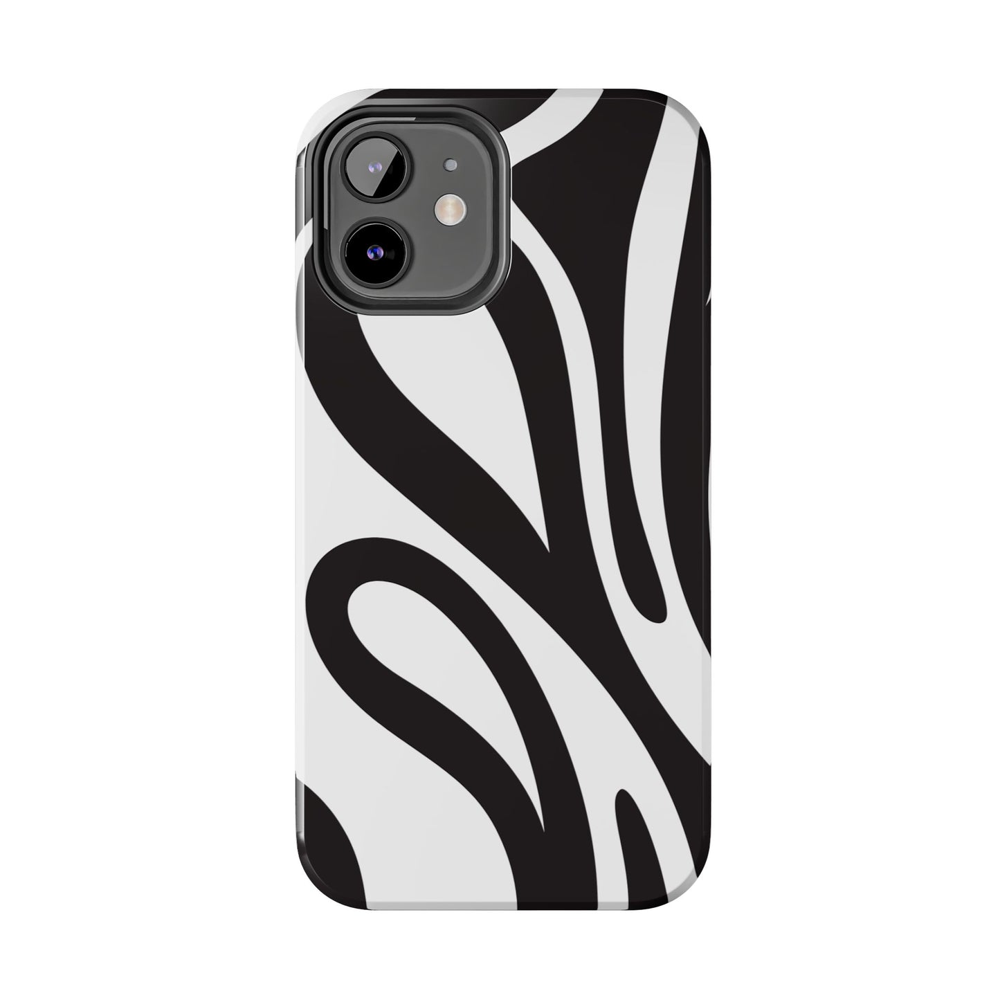 Modern Black and White Abstract Tough iPhone Case – Bold Graphic Pattern with Dual-Layer Protection