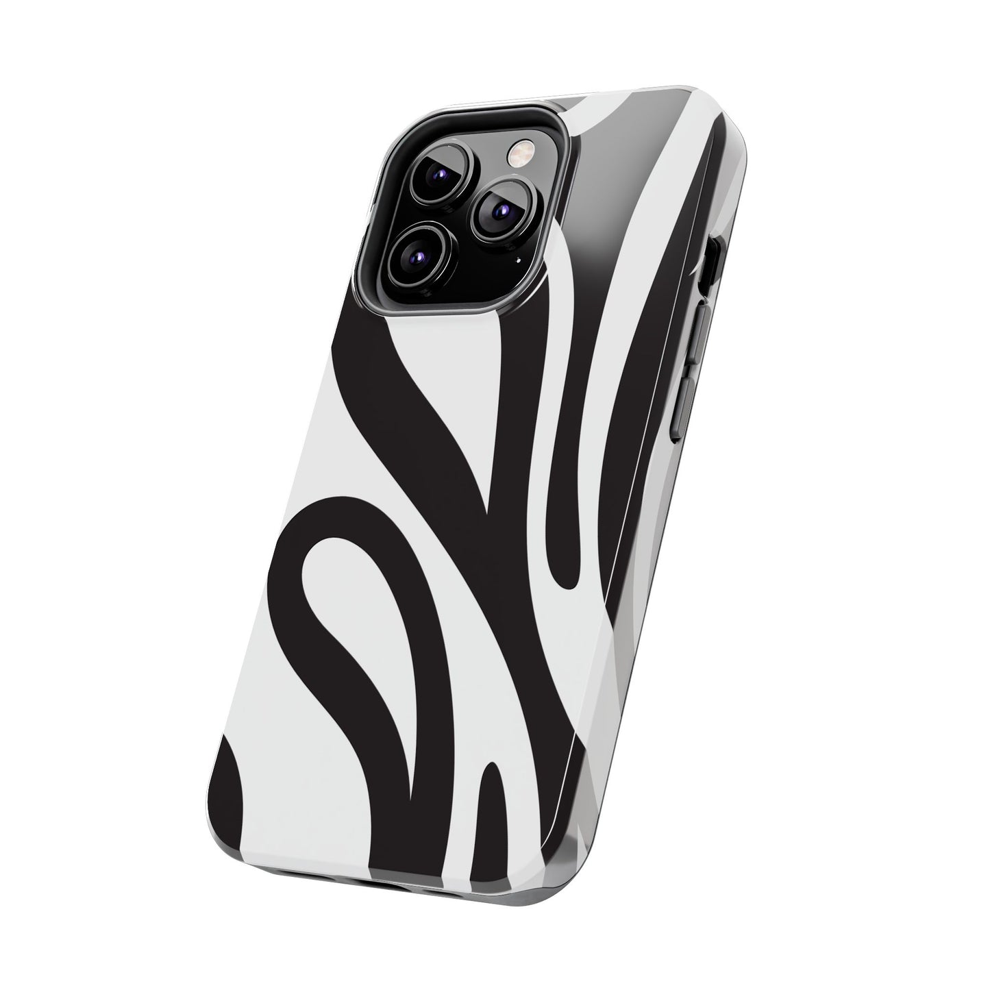 Modern Black and White Abstract Tough iPhone Case – Bold Graphic Pattern with Dual-Layer Protection