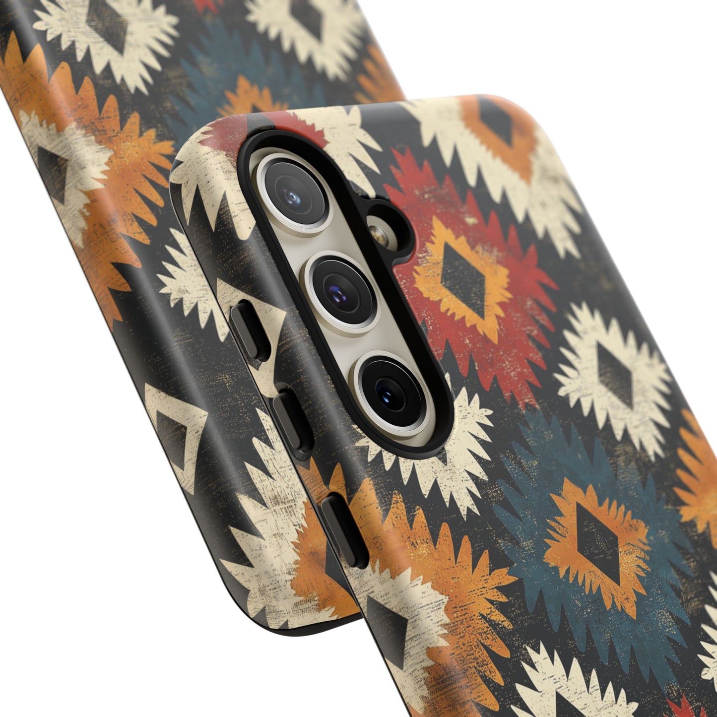 Rustic Tribal Sunburst Tough Samsung Galaxy  Case – Vibrant Geometric Design, Dual-Layer Protection